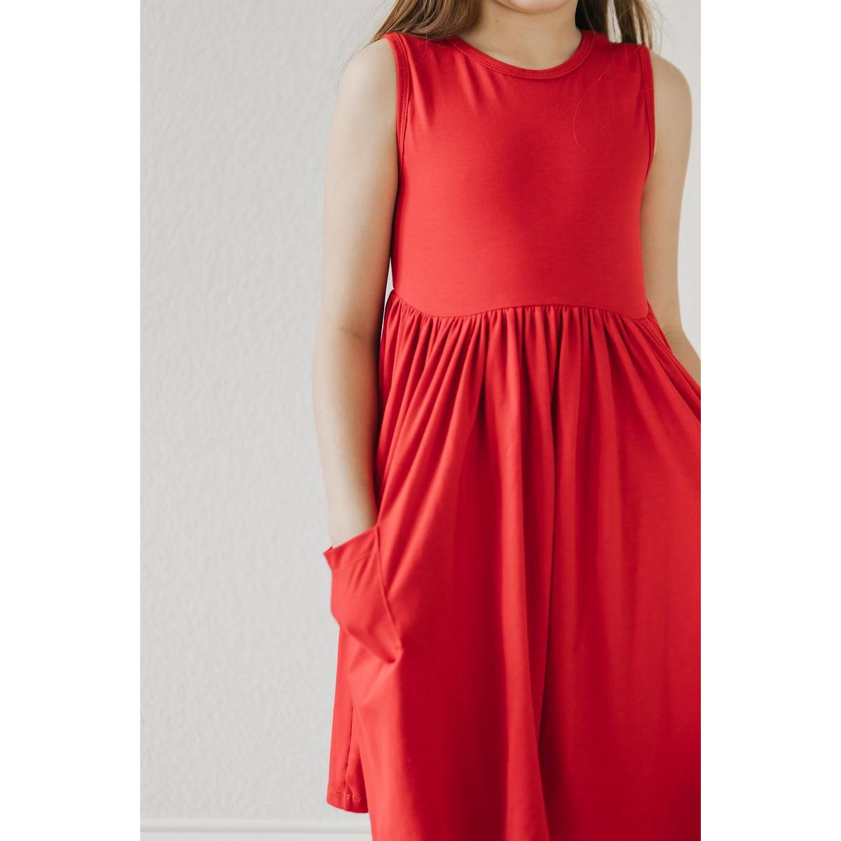Red Tank Pocket Twirl Dress