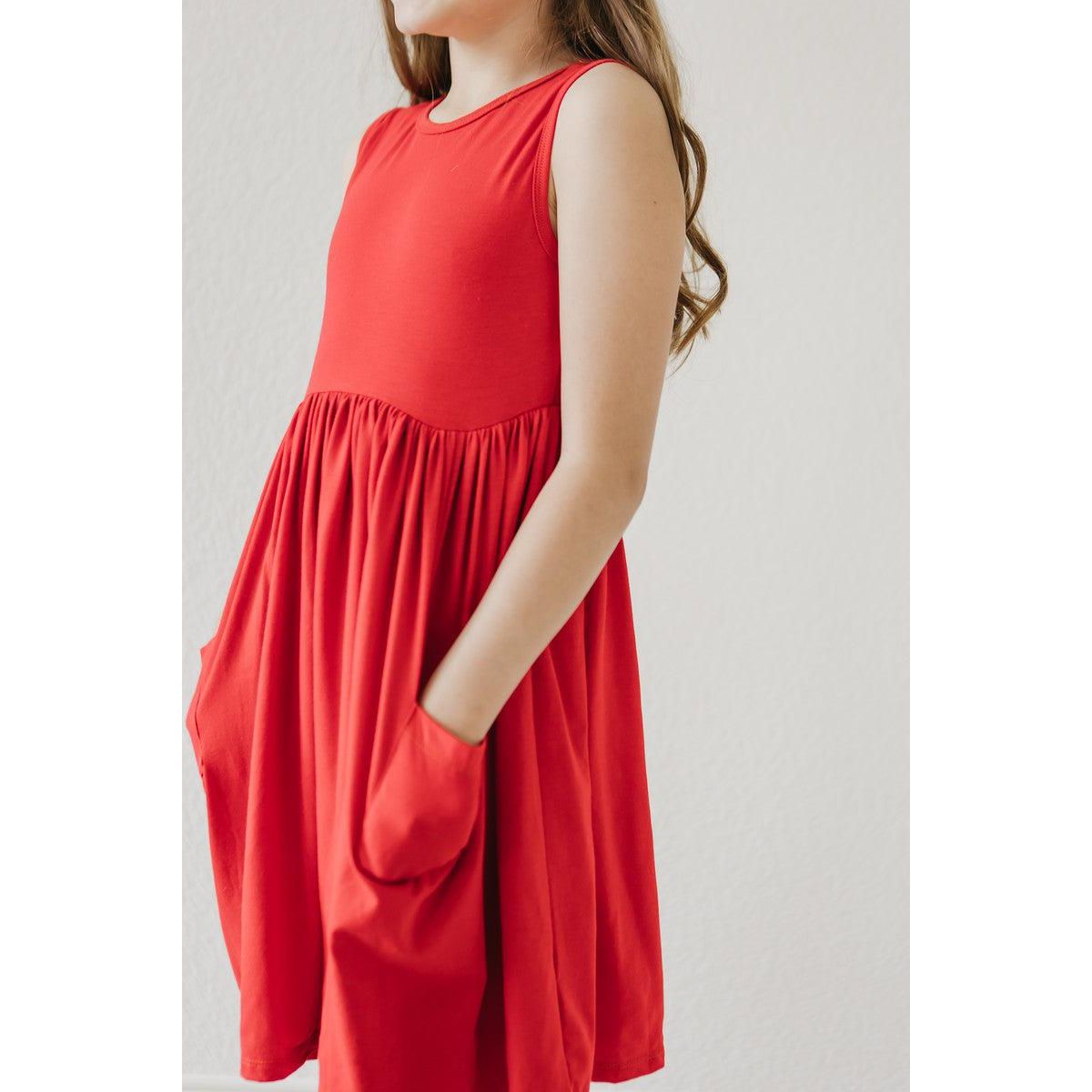 Red Tank Pocket Twirl Dress