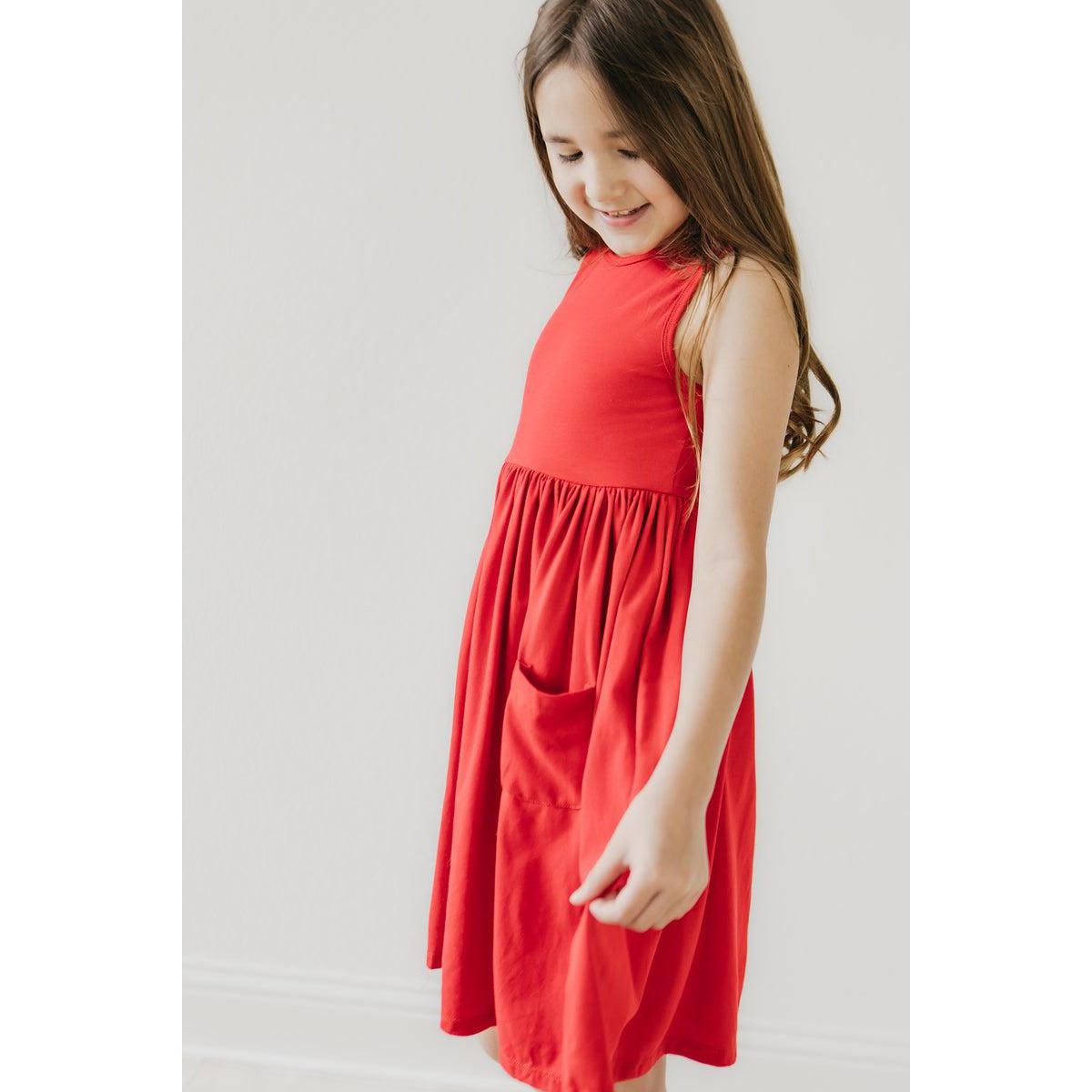 Red Tank Pocket Twirl Dress