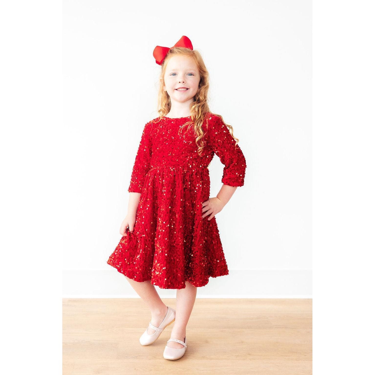 Red Velvet Sequin Dress