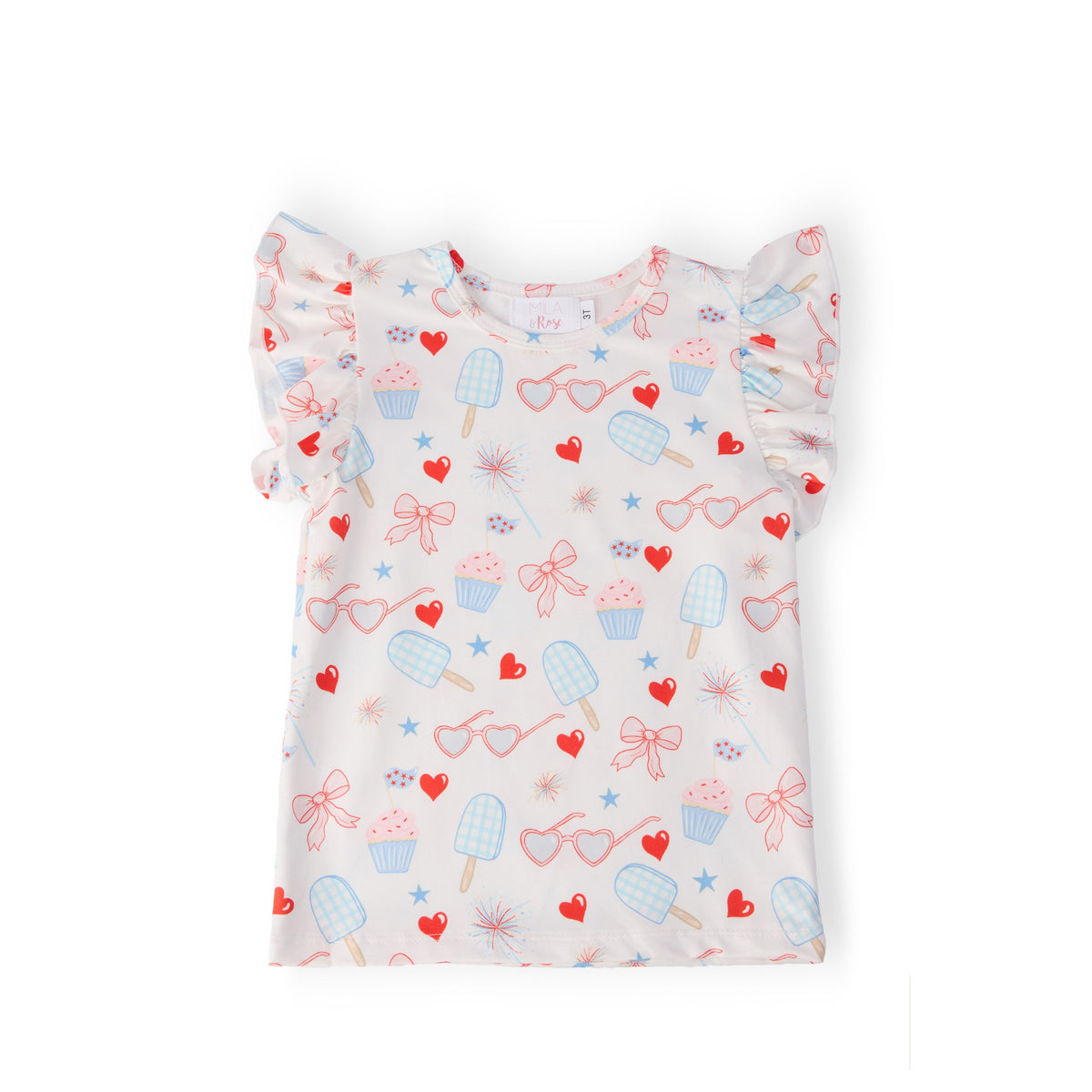 Red, White, &amp; Sweet S/S Ruffle Tee