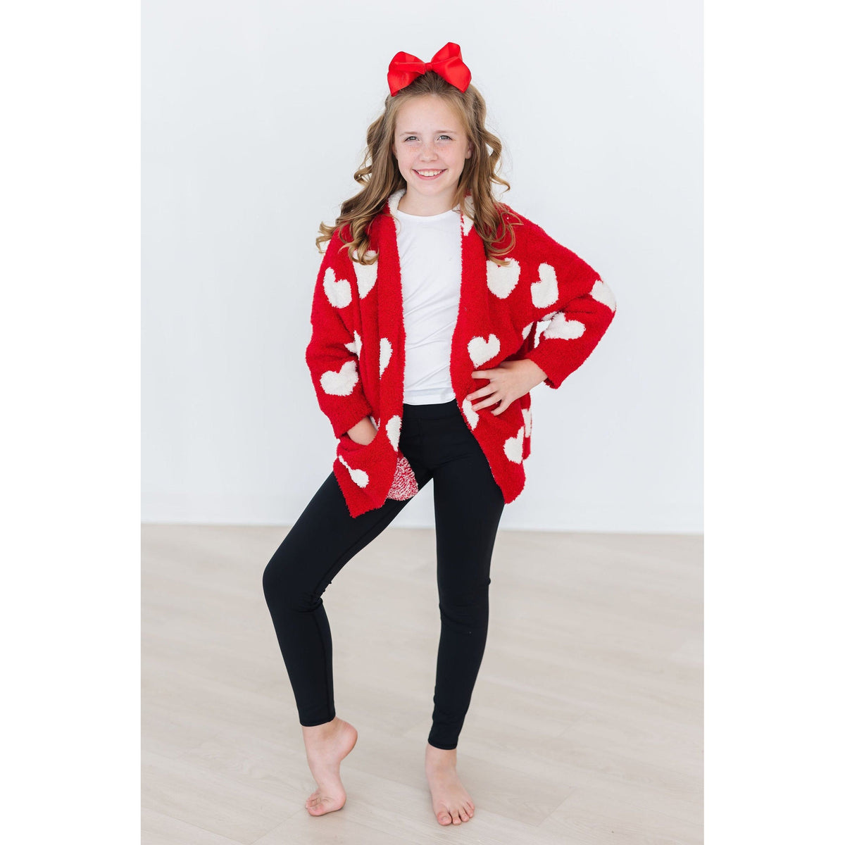 Red/Coconut Heart Cozy Cardigan