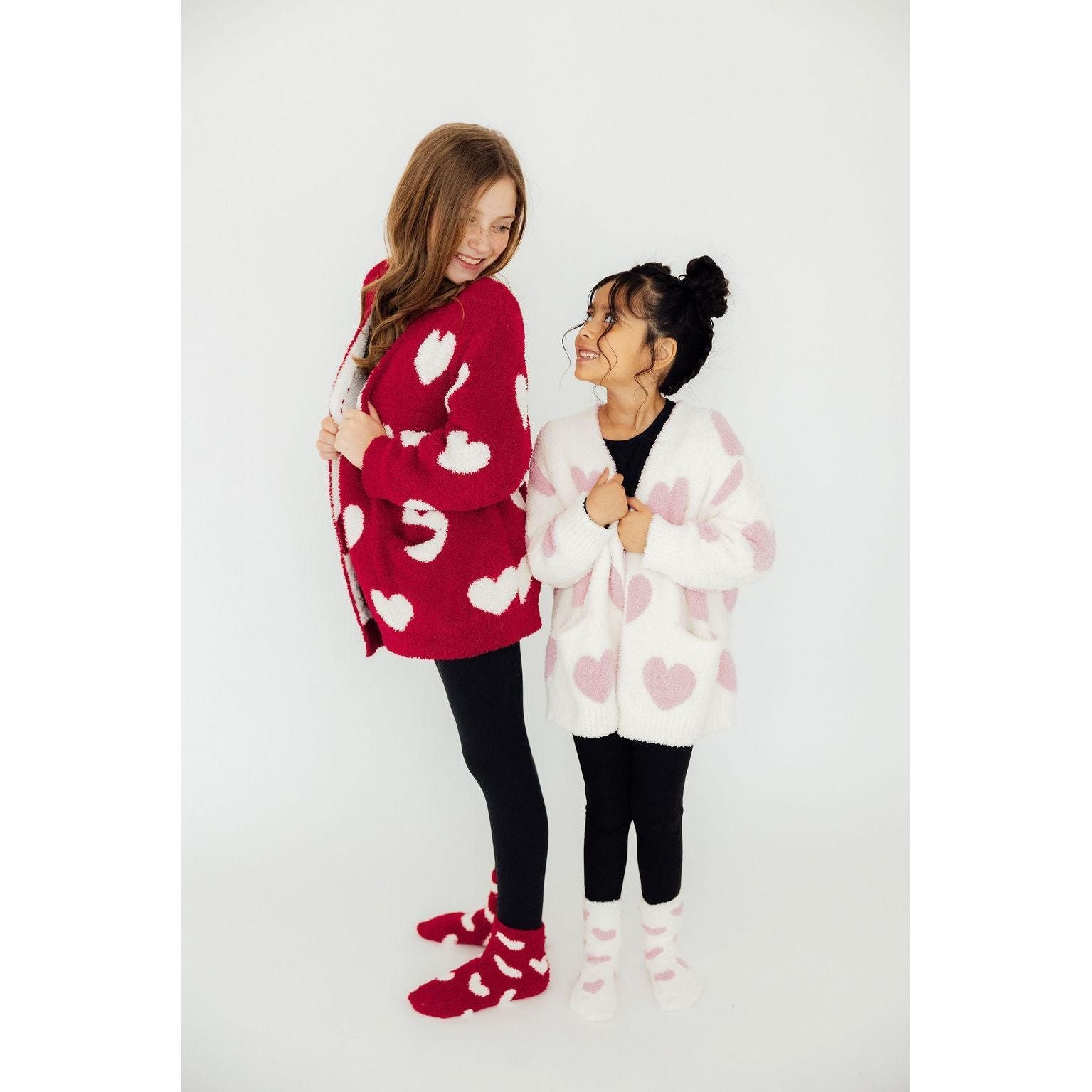 Red/Coconut Heart Cozy Cardigan