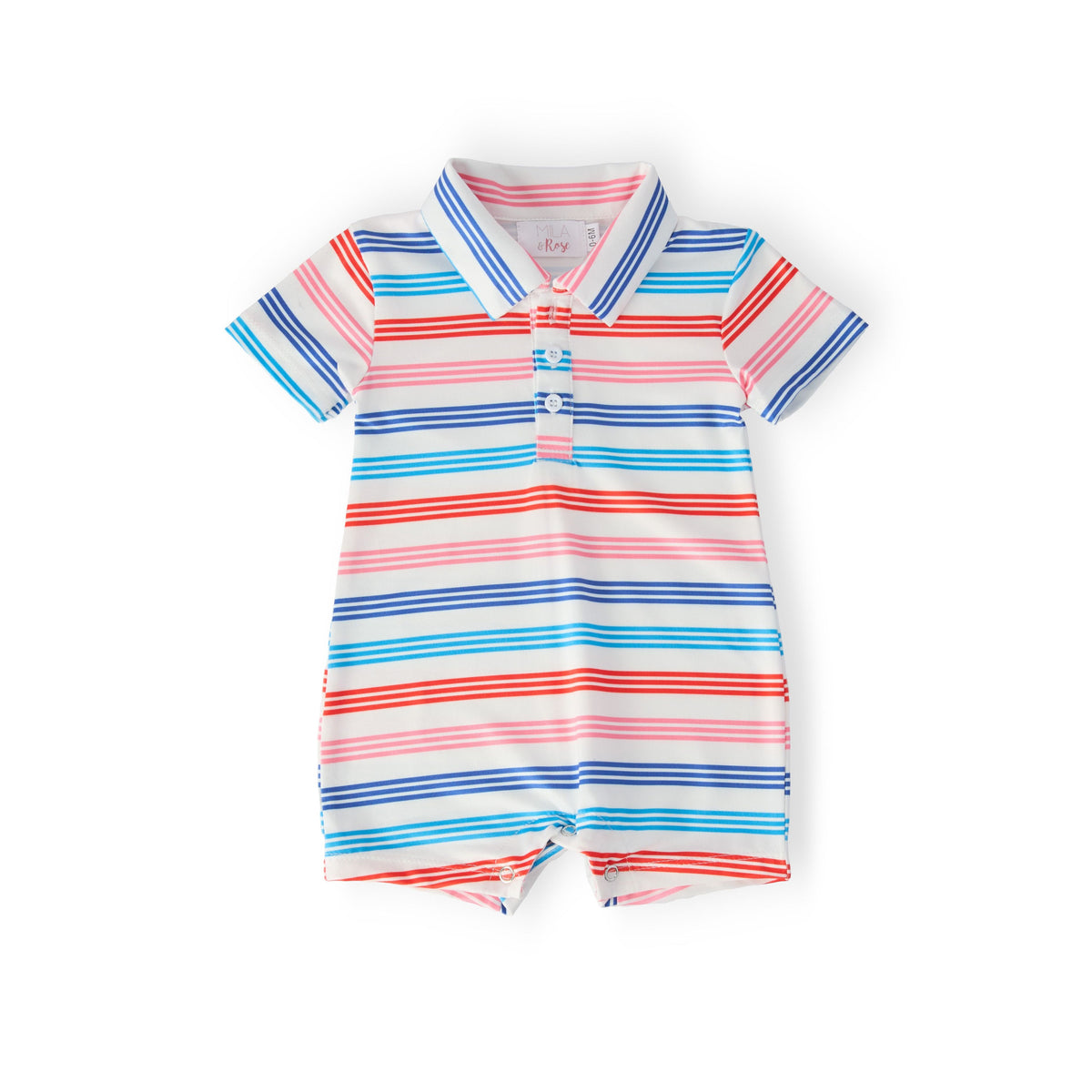Red, White &amp; Stripe Polo Shorty One-Piece