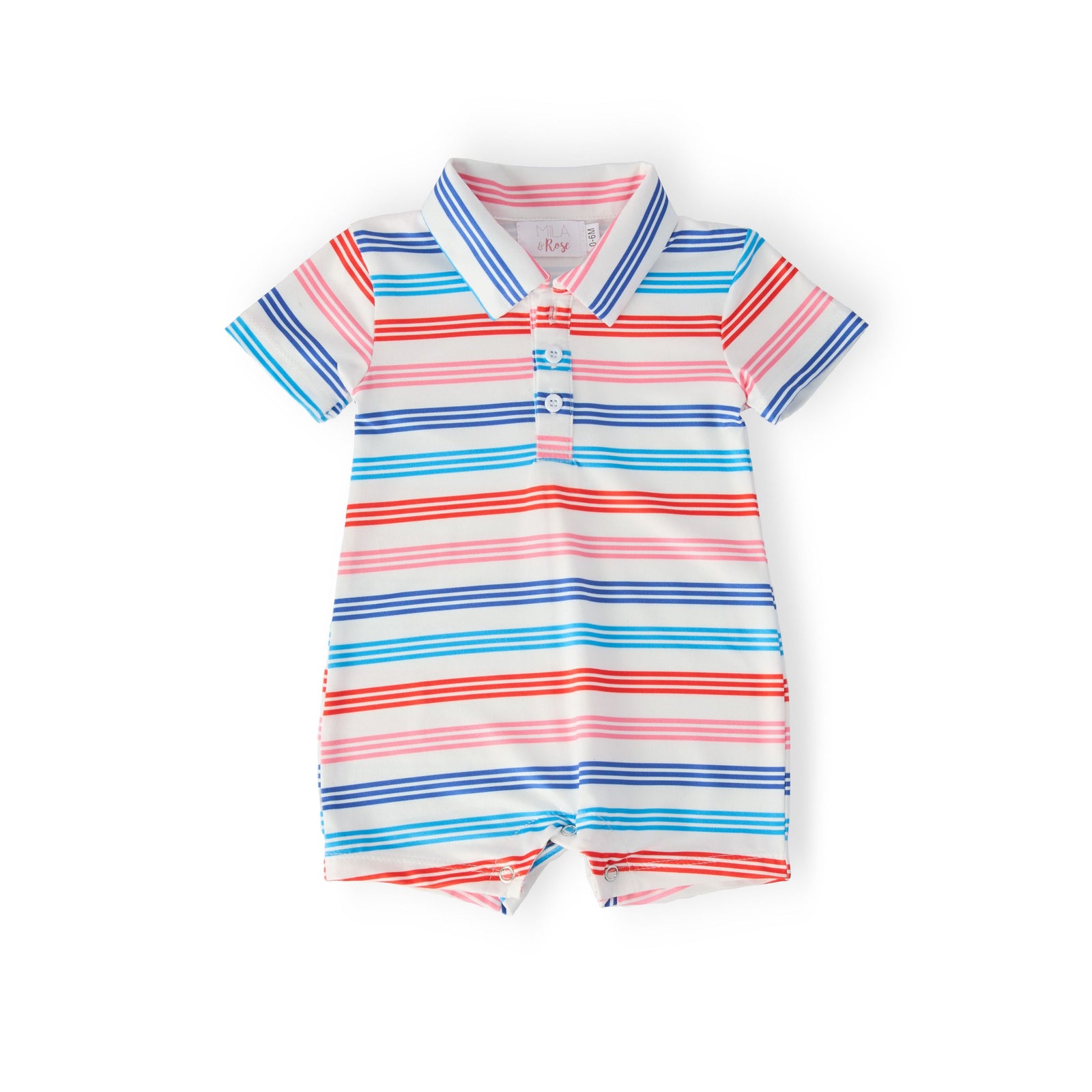 Red, White & Stripe Polo Shorty One-Piece