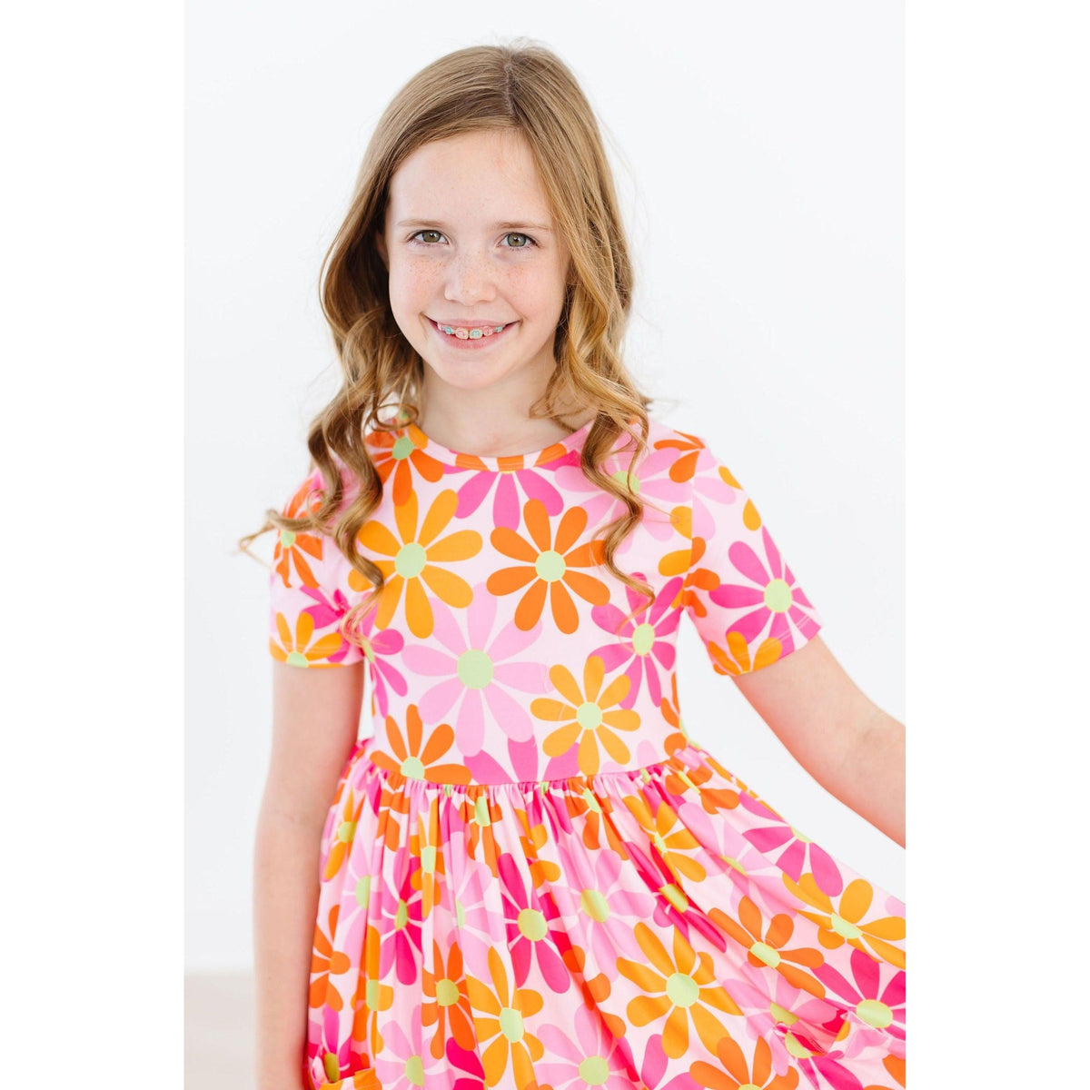 Retro Daisies S/S Pocket Twirl Dress