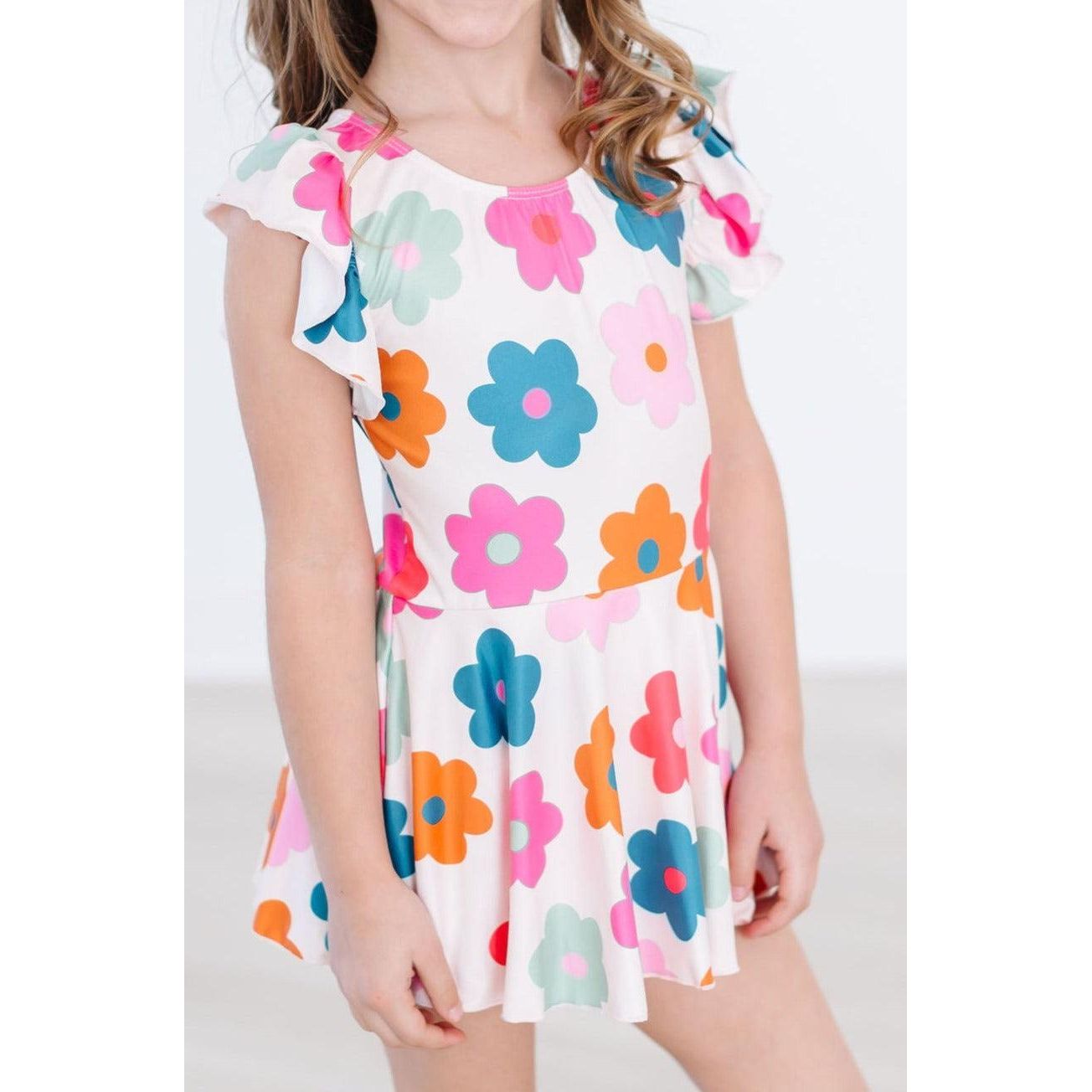 Retro Floral S/S Twirl Leotard