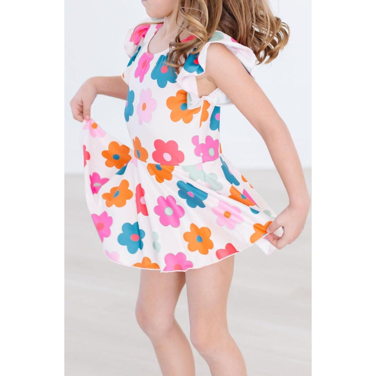 Retro Floral S/S Twirl Leotard