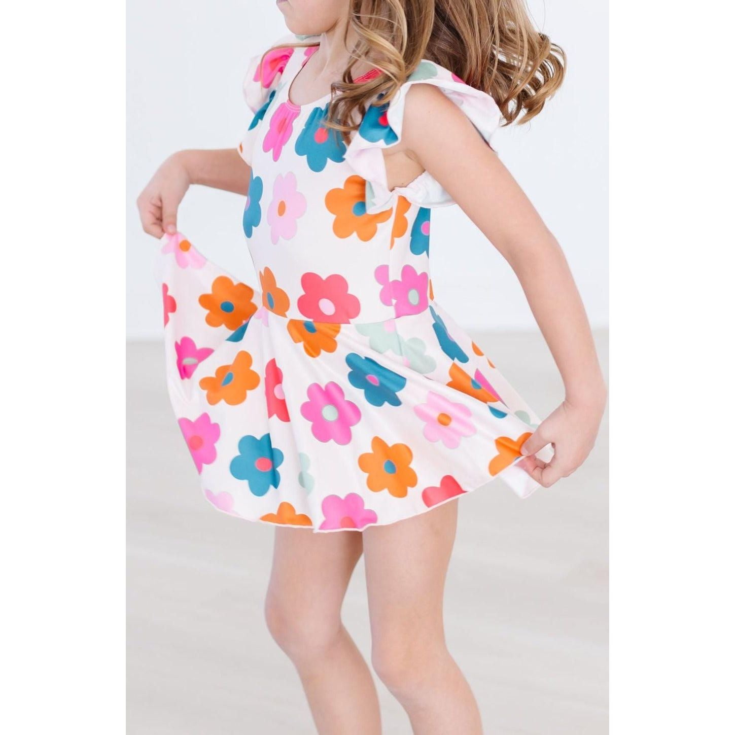 Retro Floral S/S Twirl Leotard