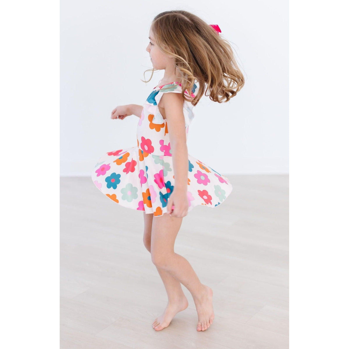 Retro Floral S/S Twirl Leotard