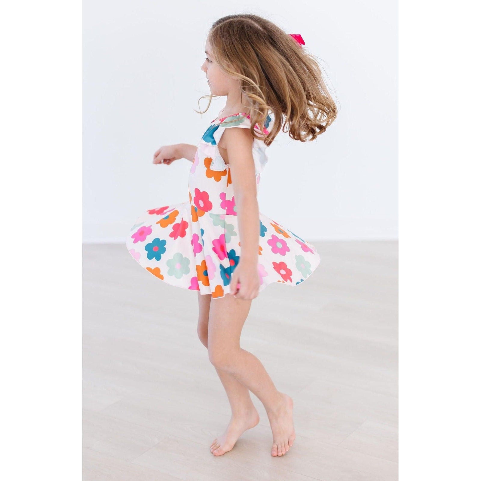Retro Floral S/S Twirl Leotard