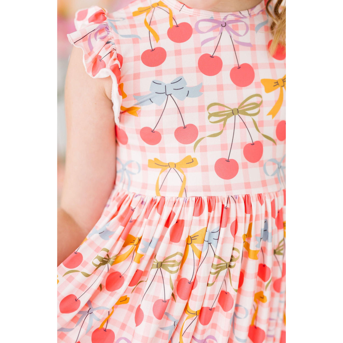 Retro Picnic Flutter Sleeve Twirl Dress