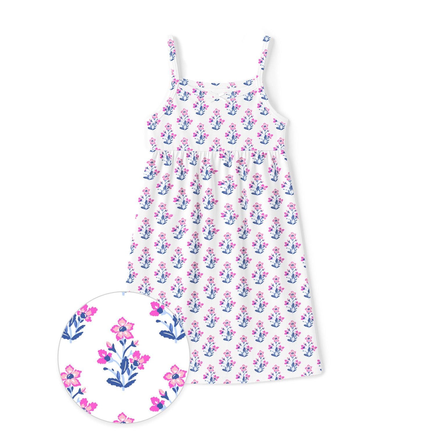 The Organic Rib Dress [Block Floral]