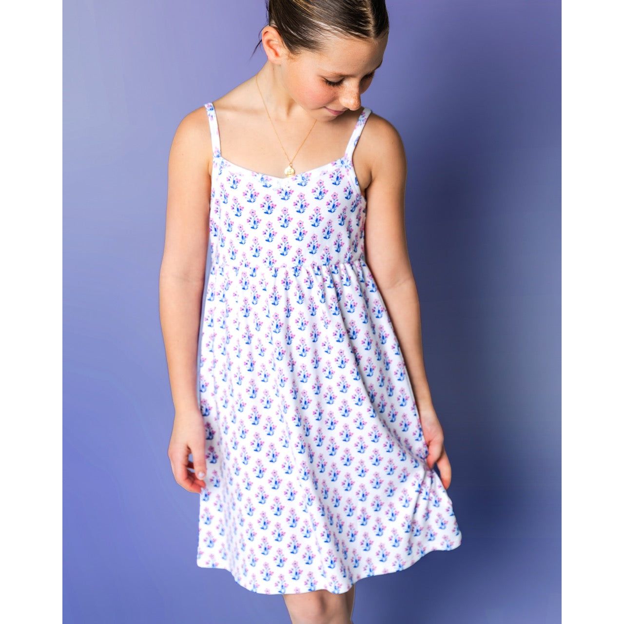 The Organic Rib Dress [Block Floral]