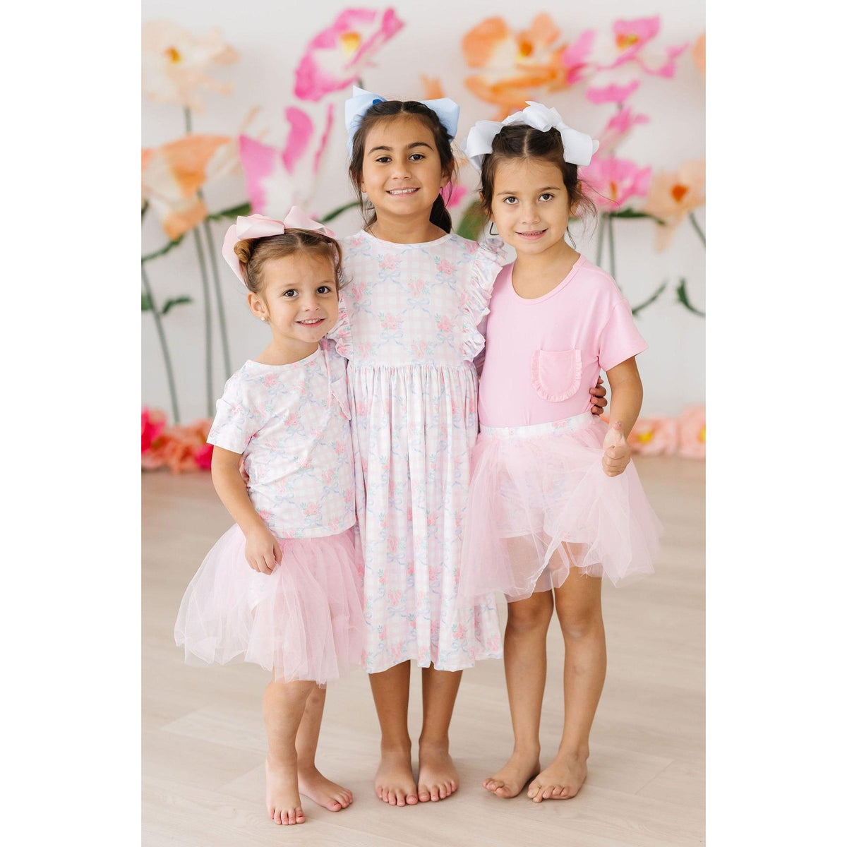 Ribbons & Roses 3/4 Sleeve Ruffle Twirl Dress
