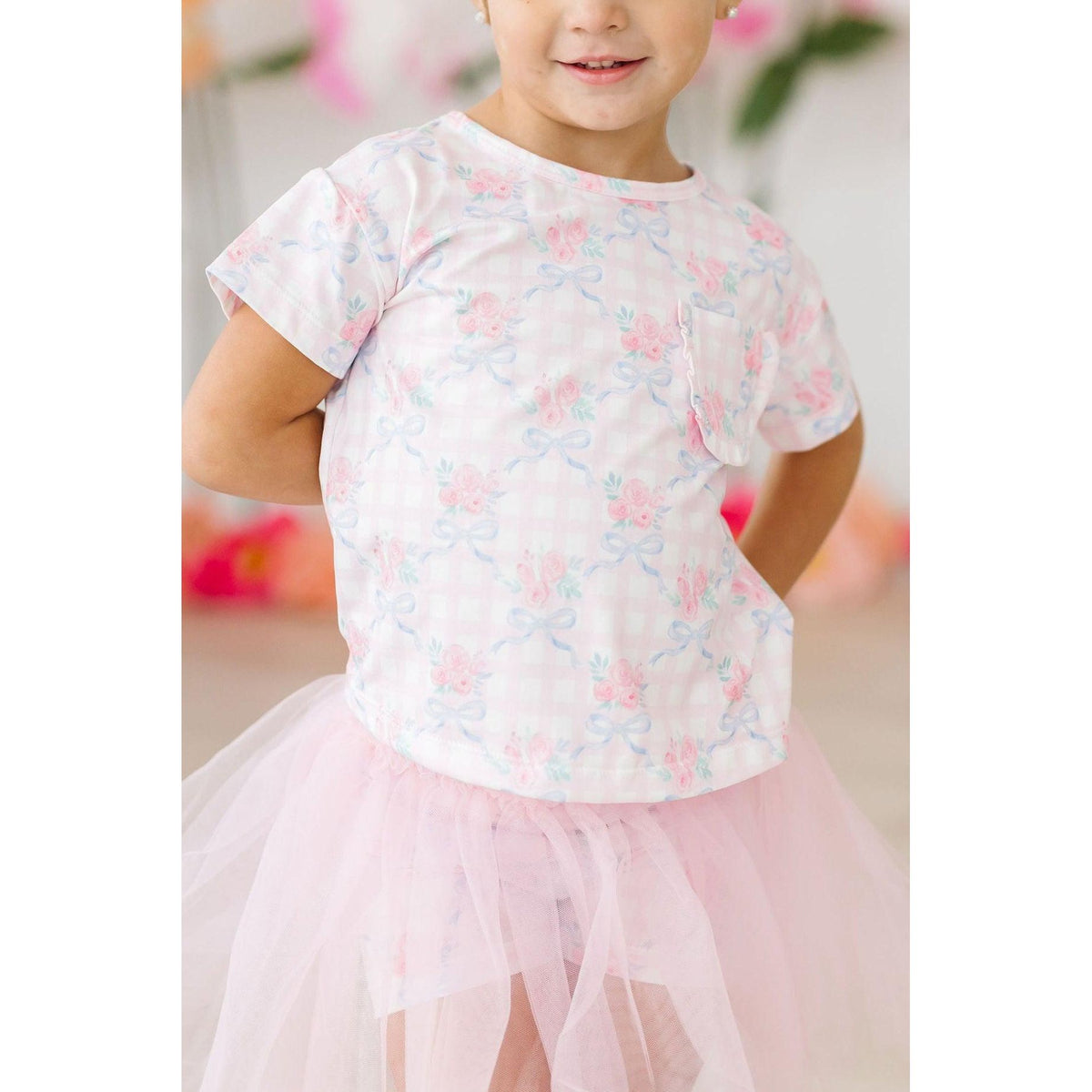 Ribbons &amp; Roses Ruffle Pocket Tee