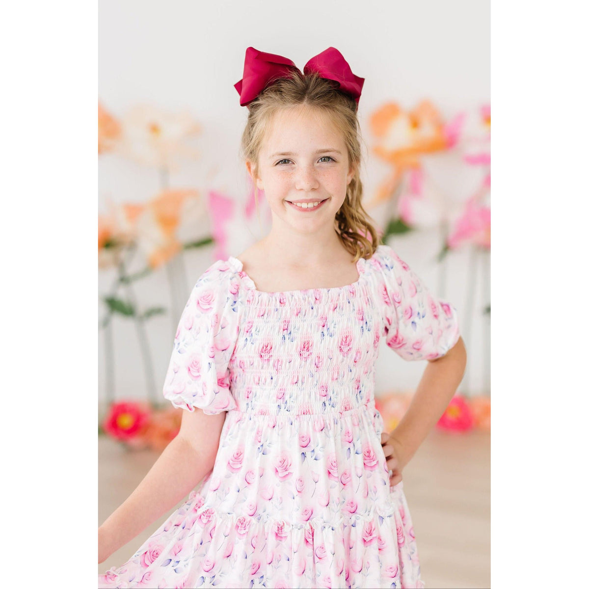 Rose Garden Smocked Ruffle Dress