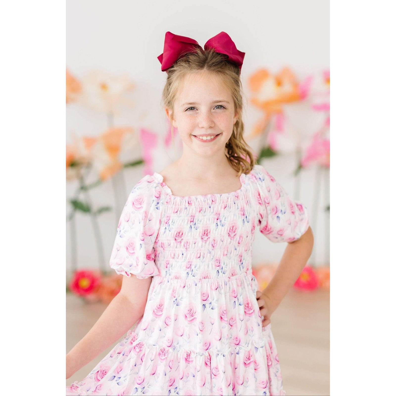Rose Garden Smocked Ruffle Dress