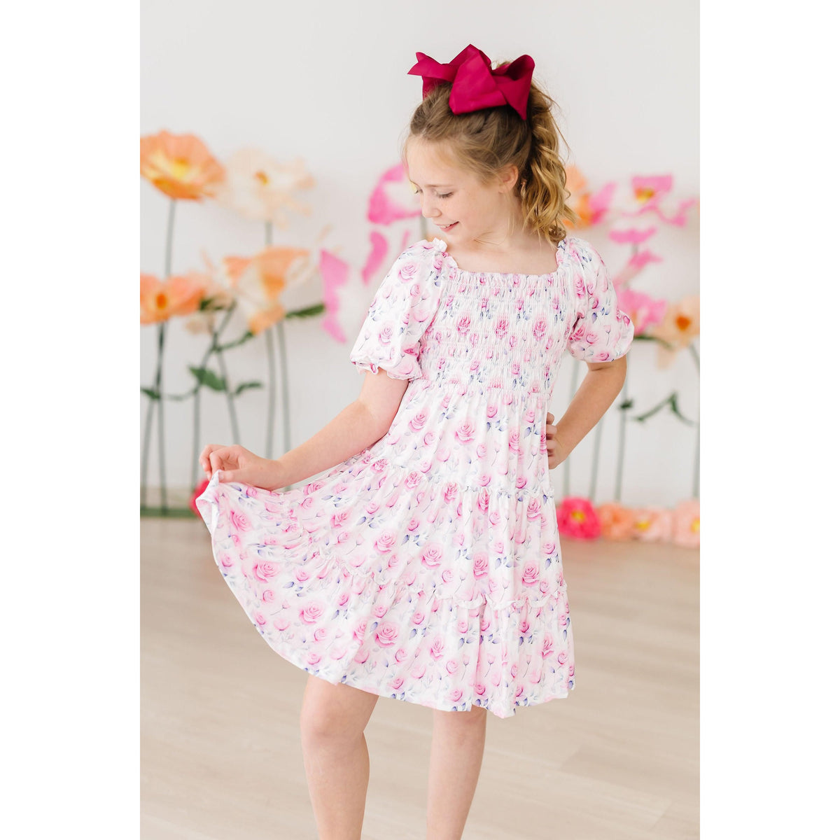 Rose Garden Smocked Ruffle Dress