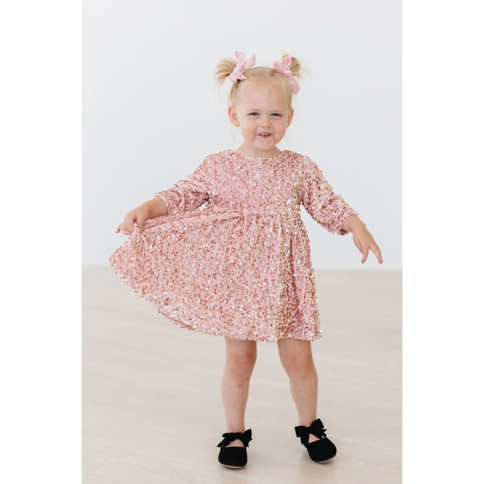Rose Gold Velvet Sequin Dress