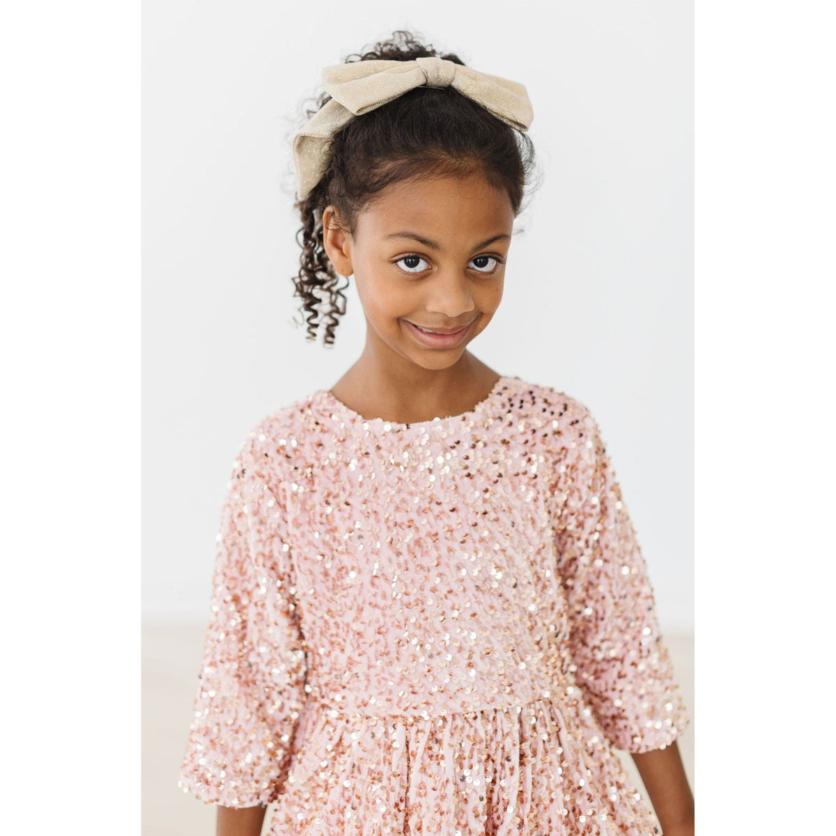 Rose Gold Velvet Sequin Dress