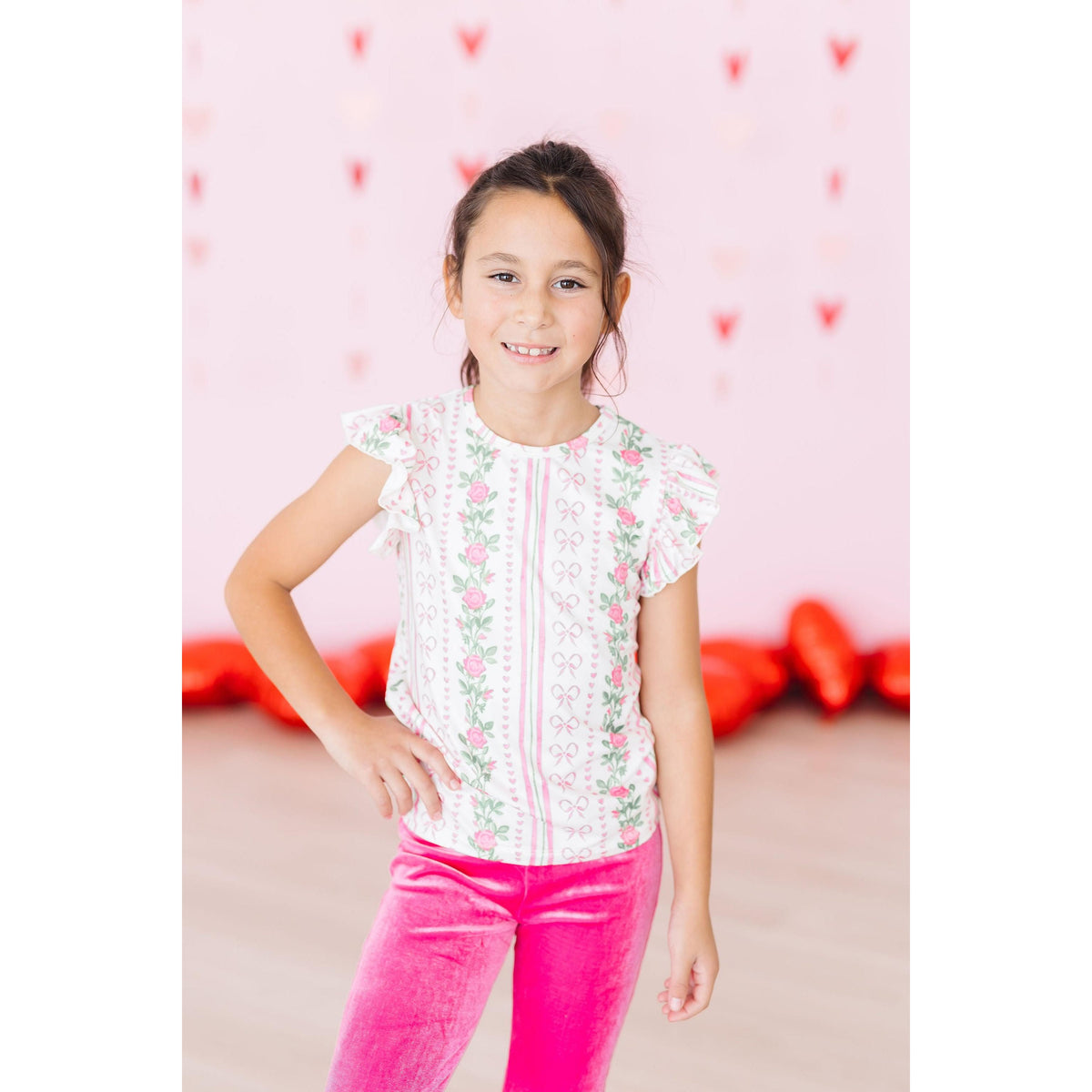 Rosebud Bows S/S Ruffle Tee