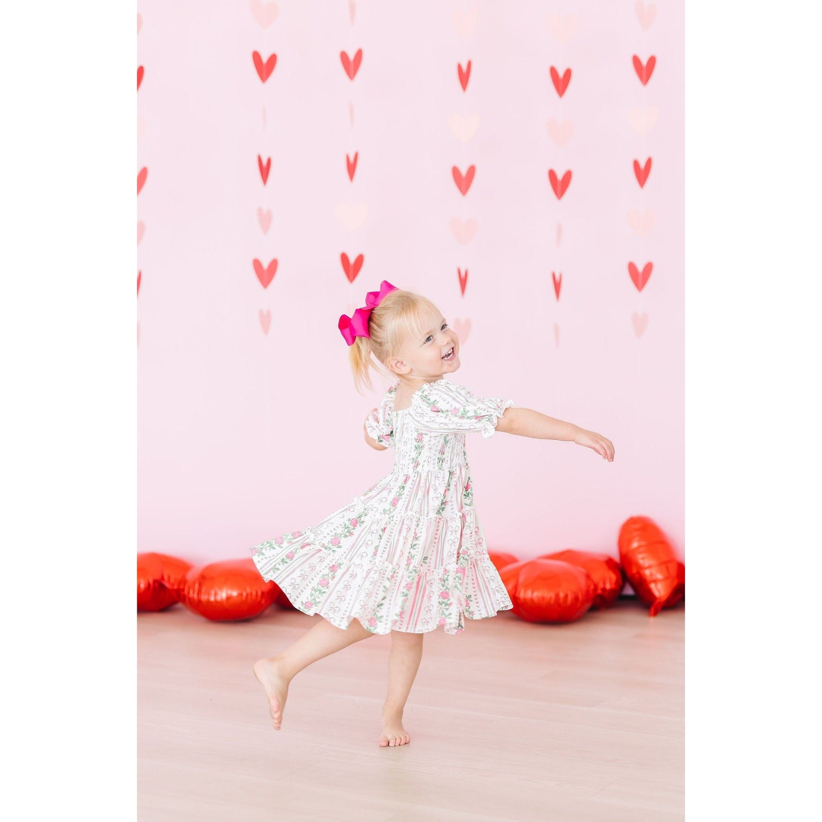 Rosebud Bows Smocked Ruffle Dress
