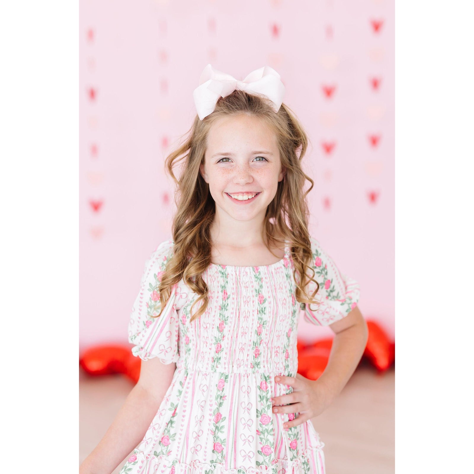 Rosebud Bows Smocked Ruffle Dress