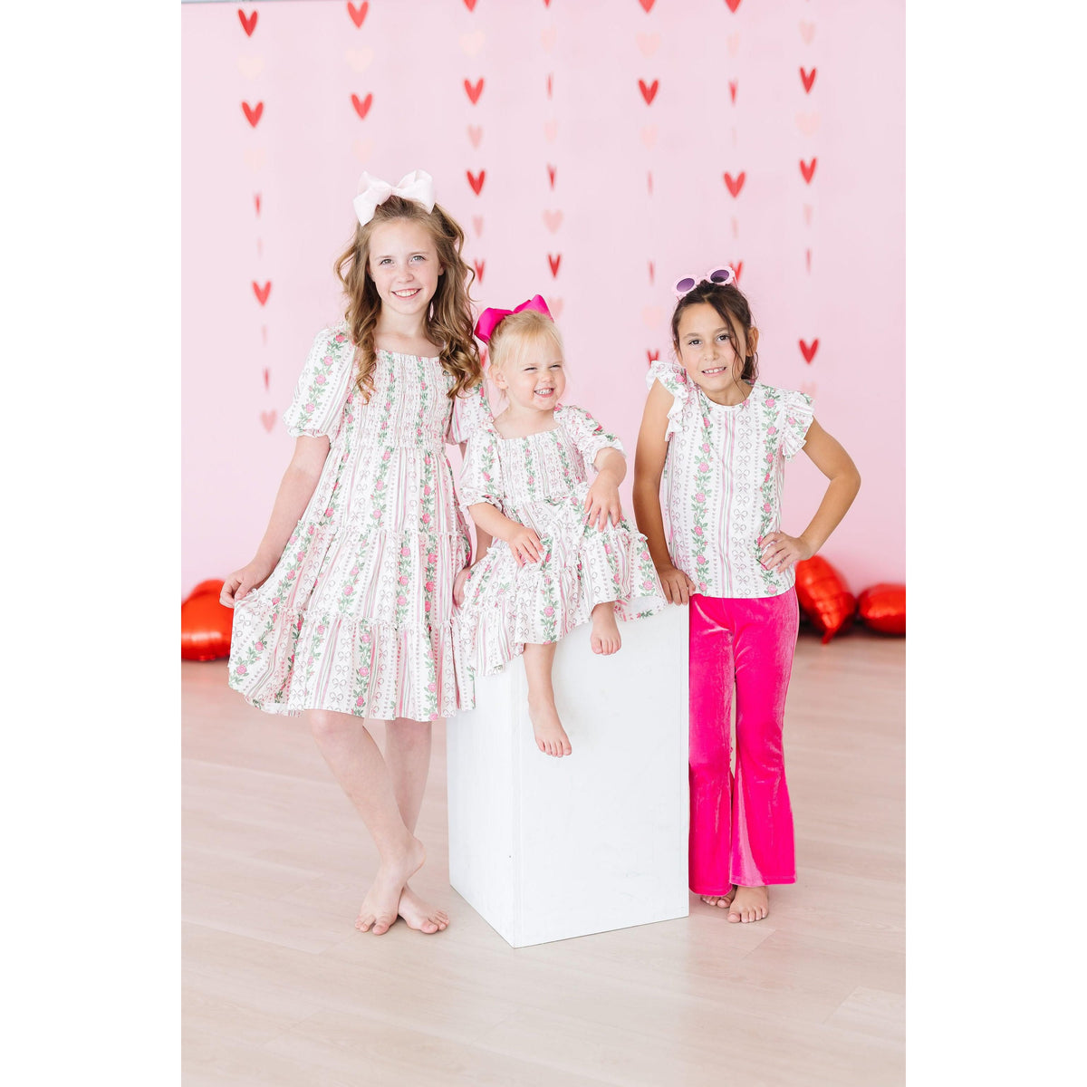 Rosebud Bows Smocked Ruffle Dress