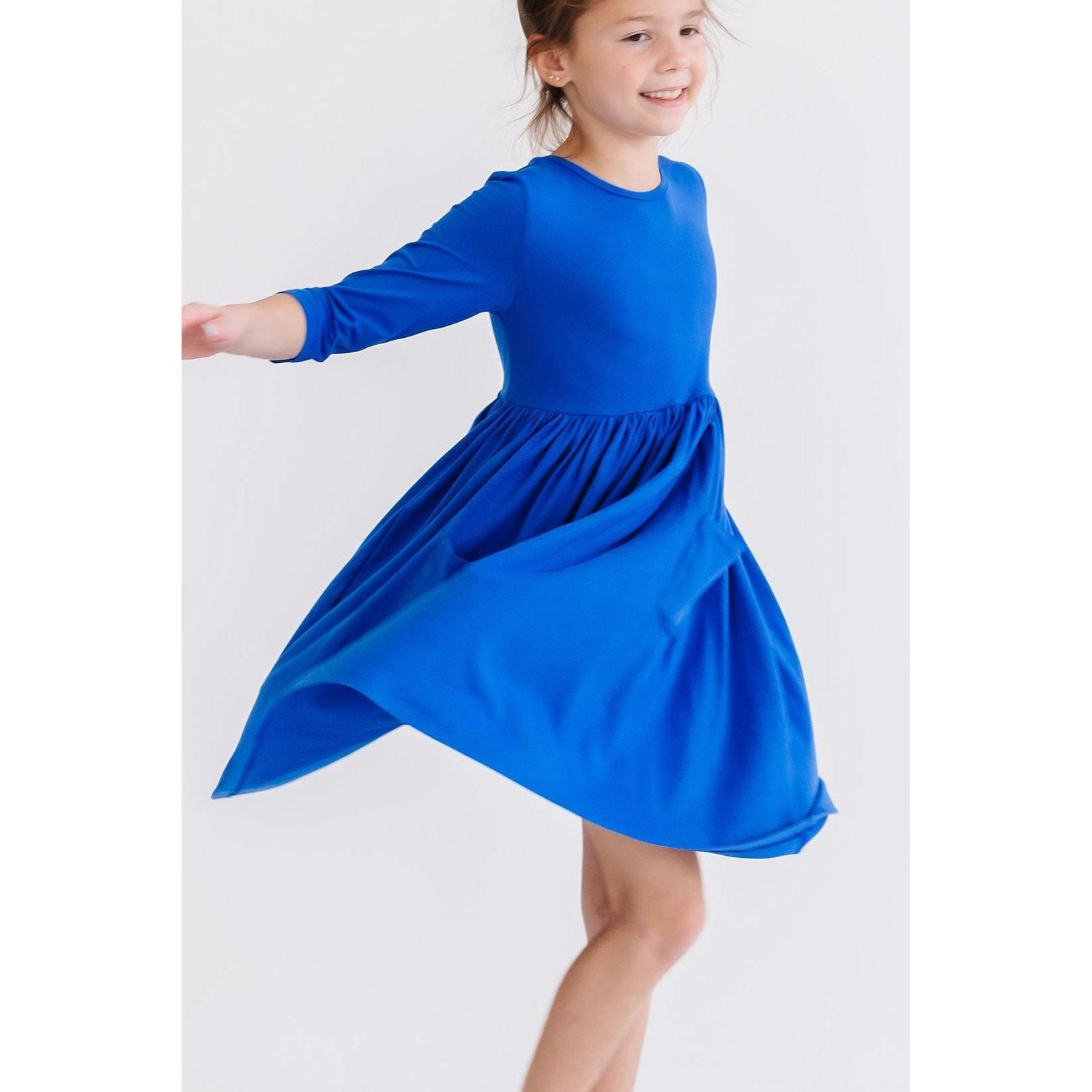 Royal Blue 3/4 Sleeve Pocket Twirl Dress
