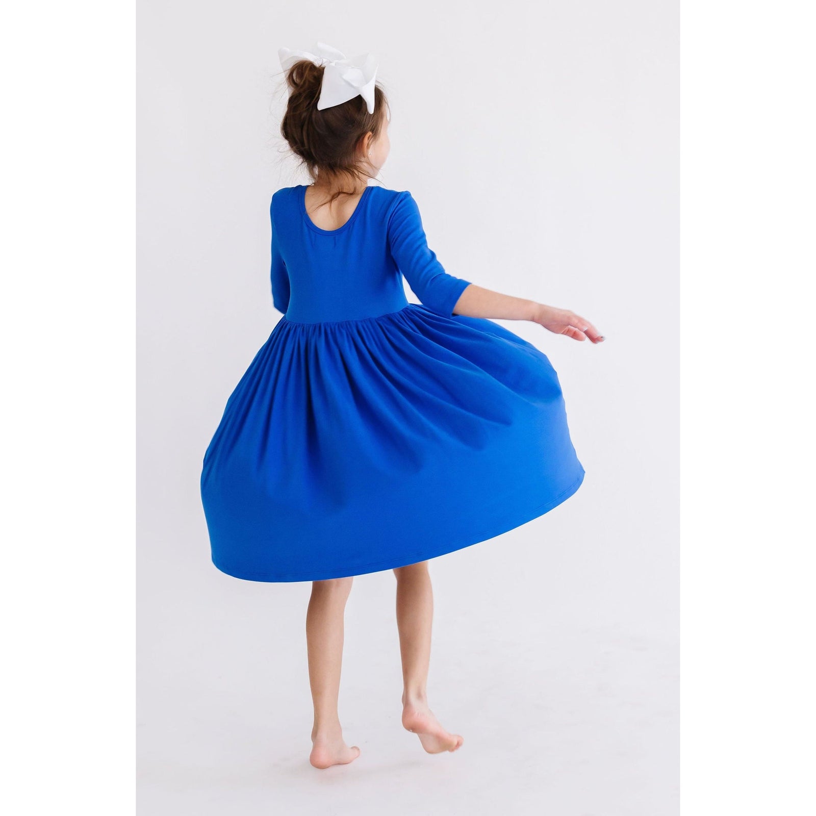 Royal Blue 3/4 Sleeve Pocket Twirl Dress