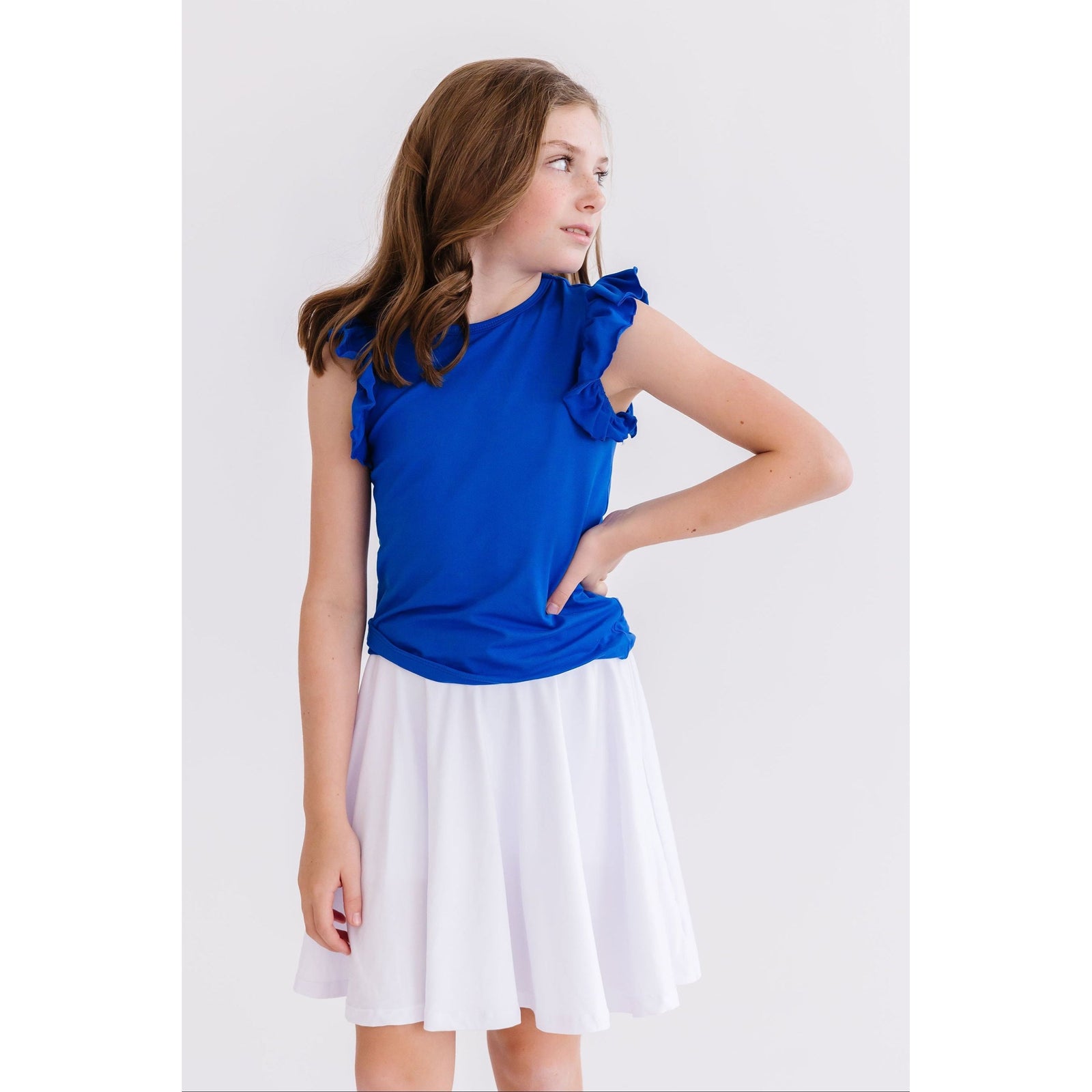 Royal Blue S/S Ruffle Tee