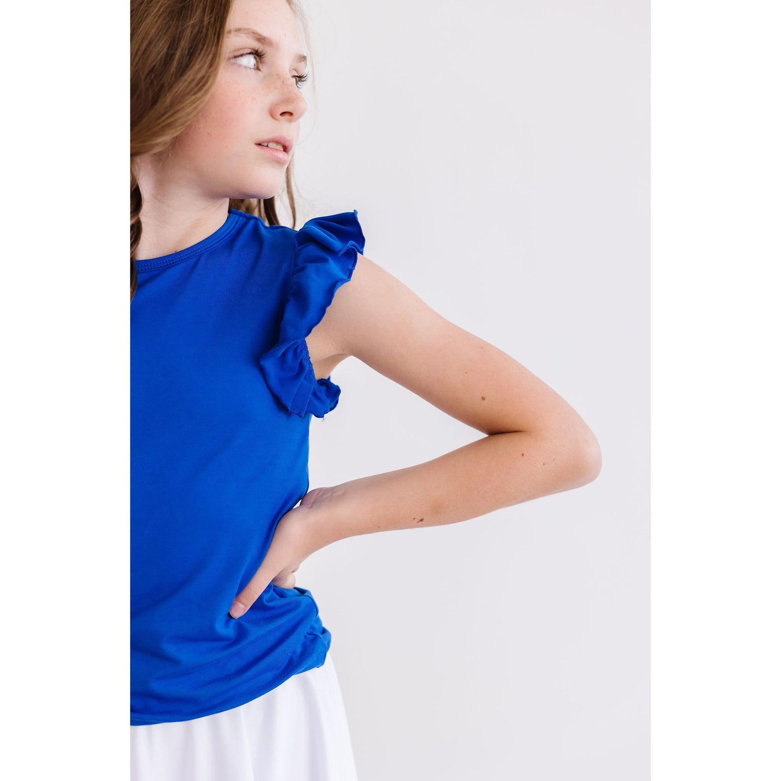 Royal Blue S/S Ruffle Tee