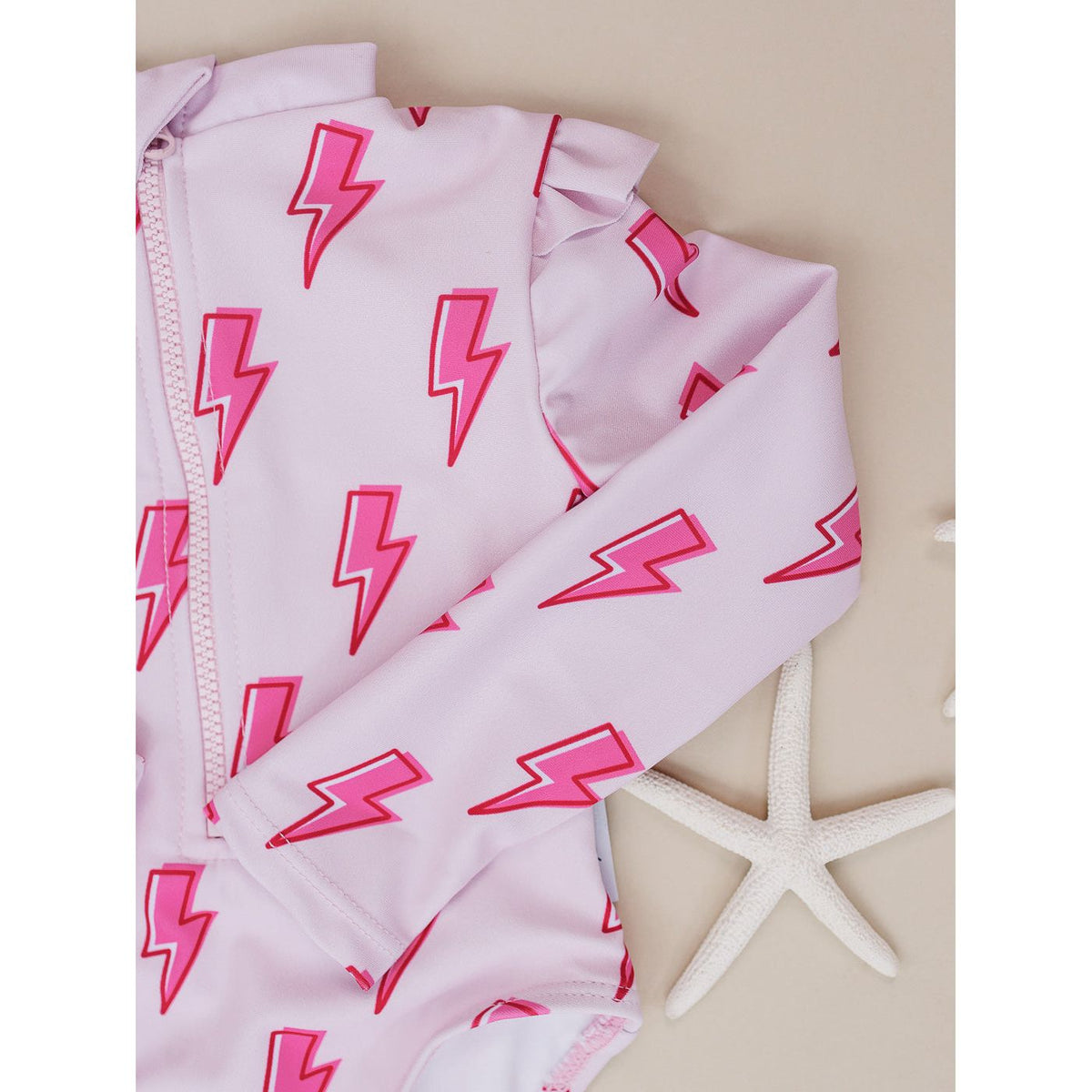Long Sleeve Rash Guard Swimsuit | Pink Bolts