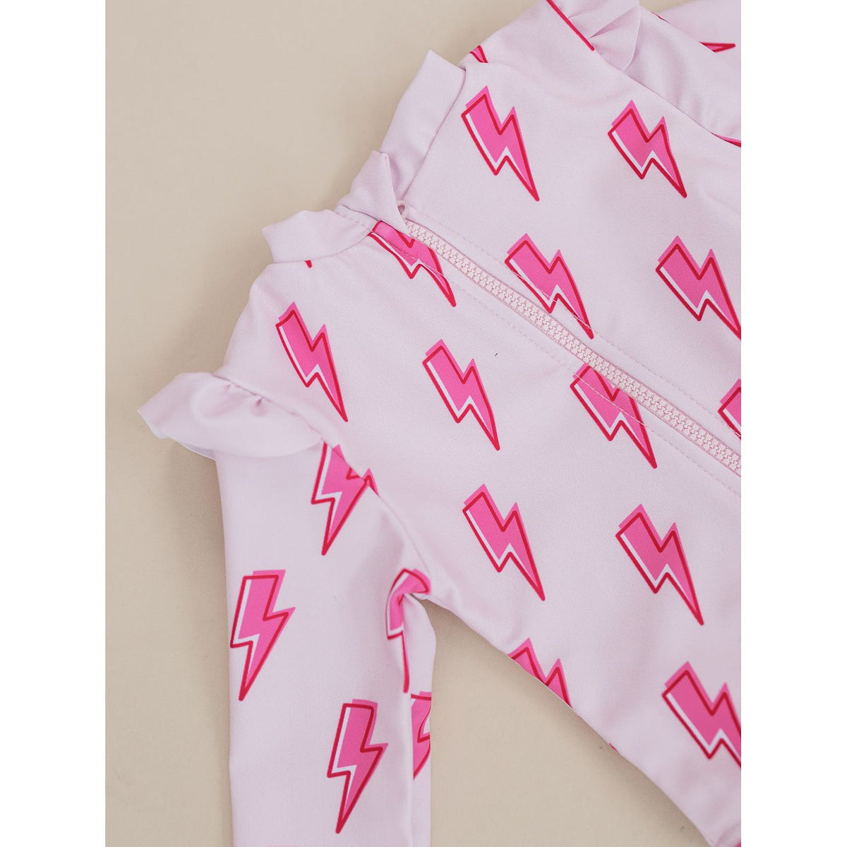 Long Sleeve Rash Guard Swimsuit | Pink Bolts