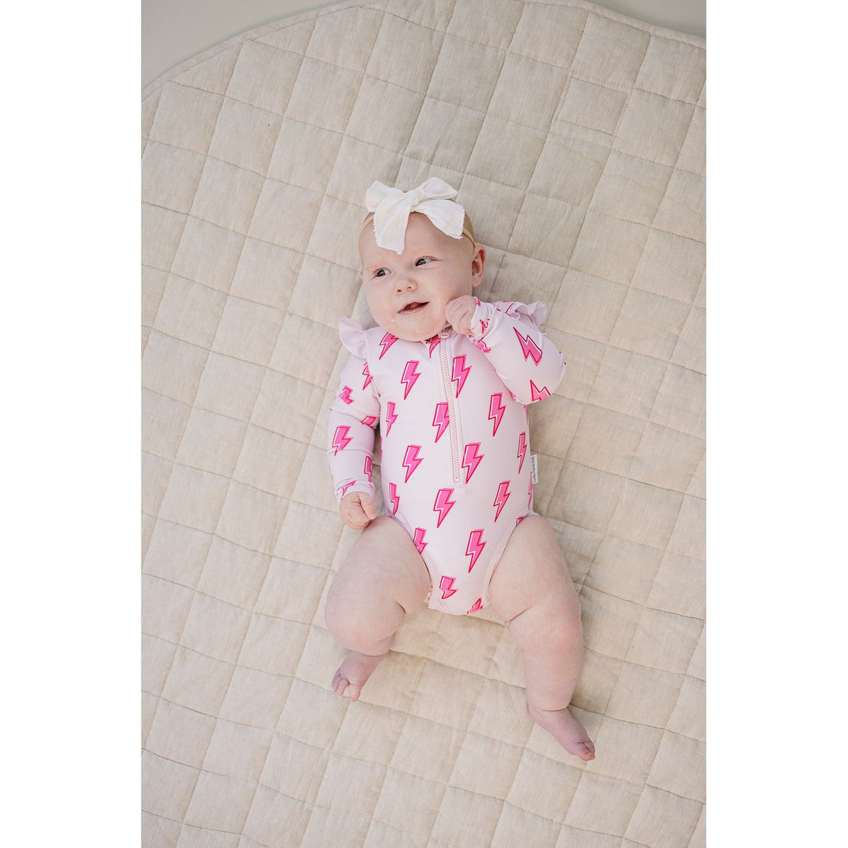 Long Sleeve Rash Guard Swimsuit | Pink Bolts