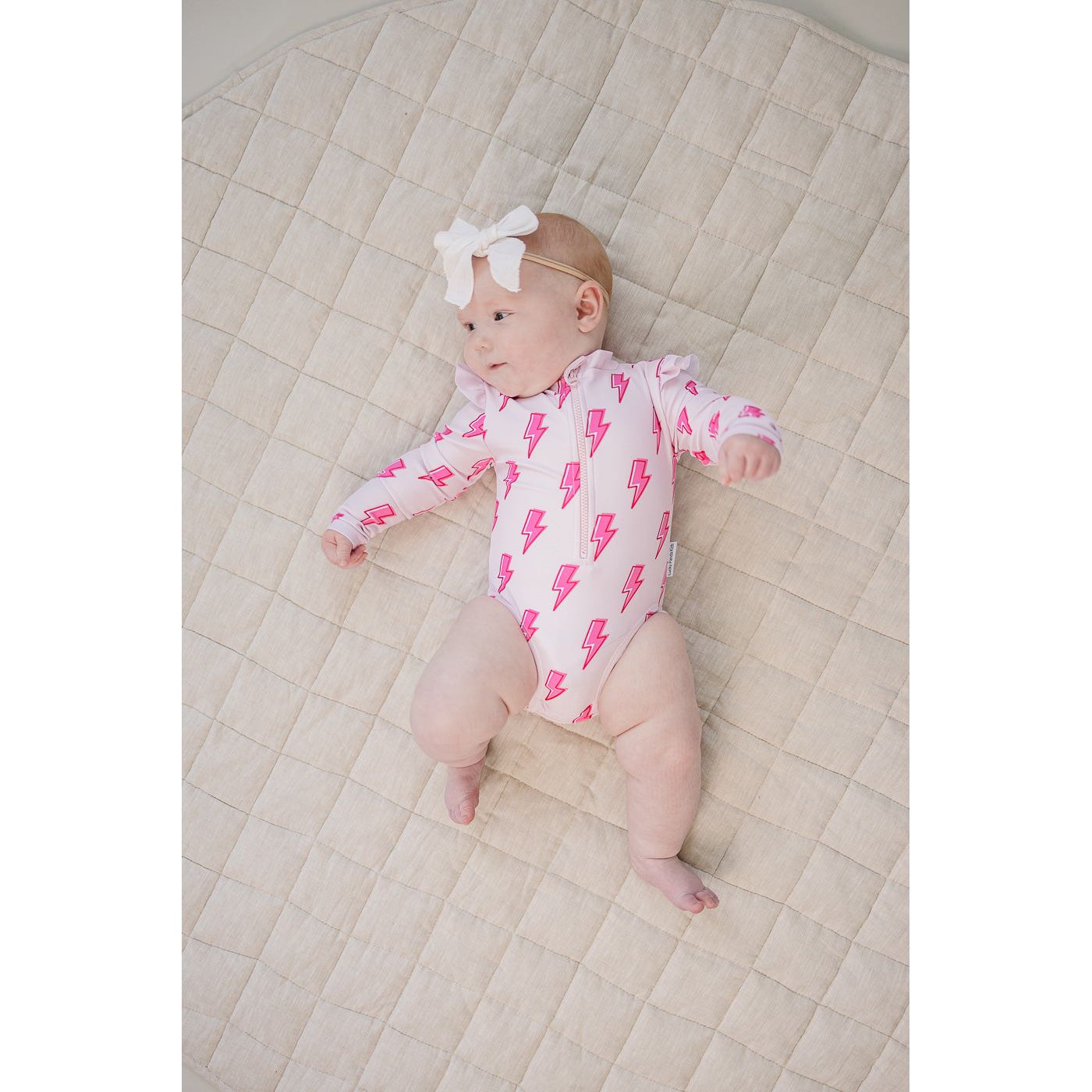 Long Sleeve Rash Guard Swimsuit | Pink Bolts