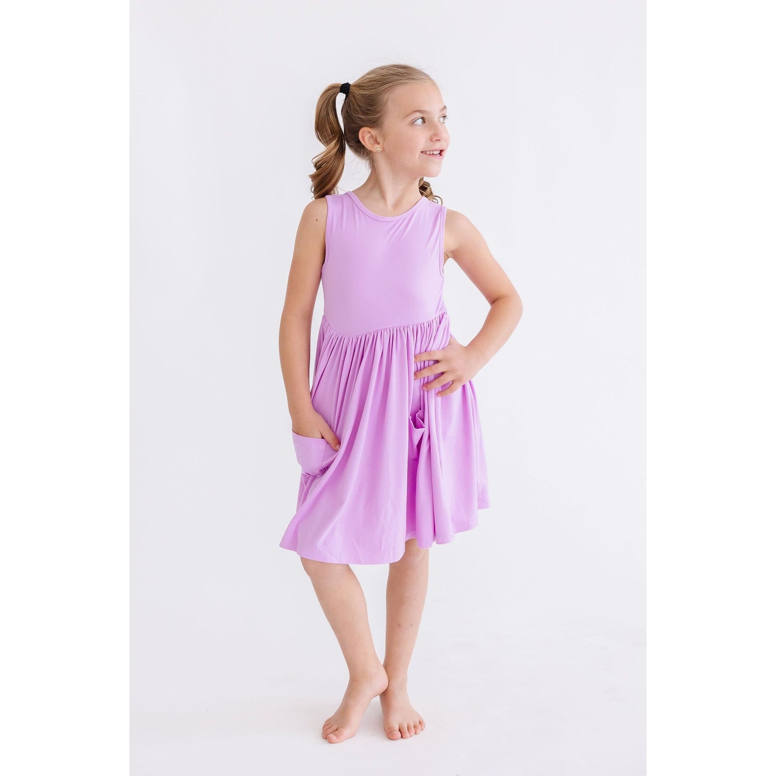 Bright Lilac Tank Pocket Twirl Dress