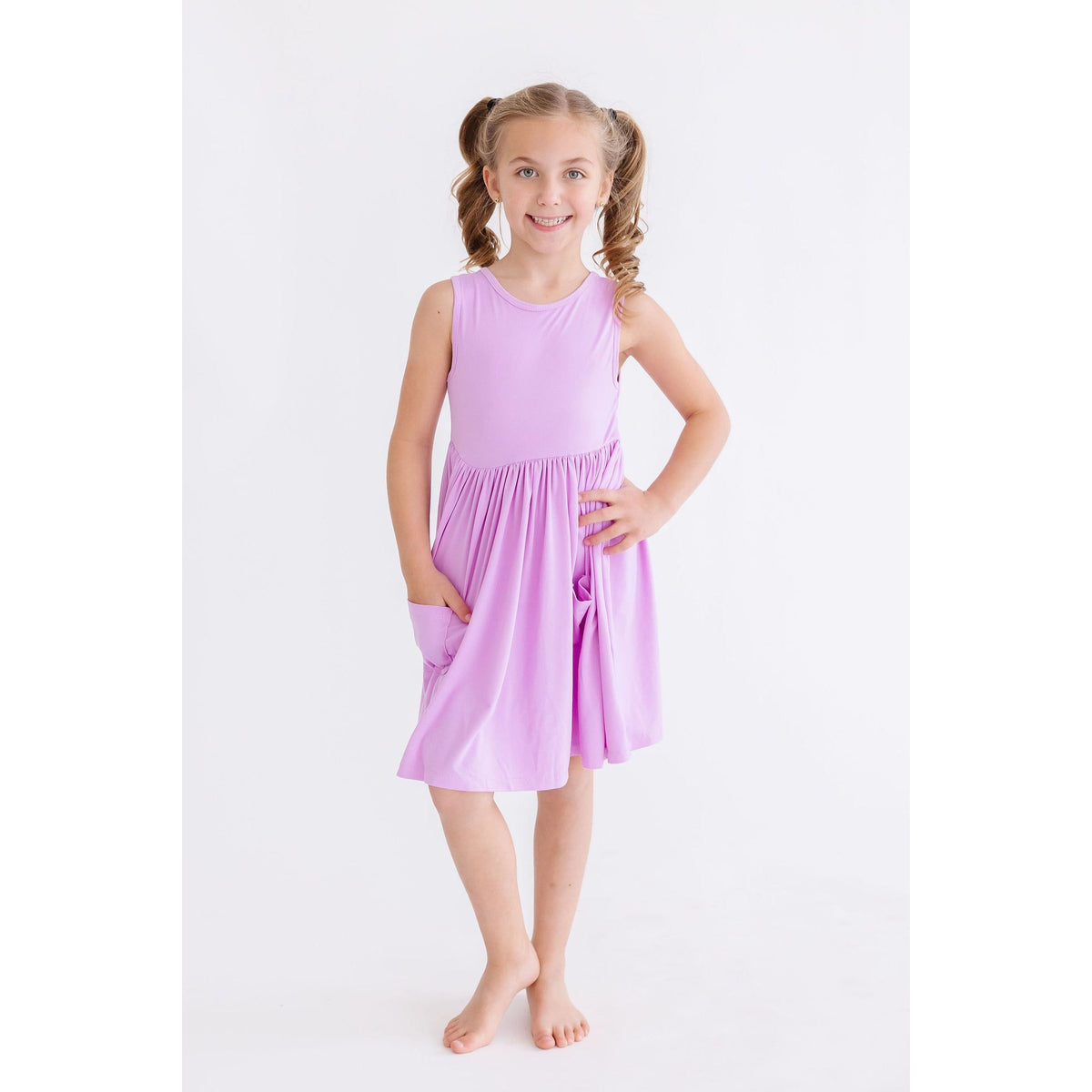 Bright Lilac Tank Pocket Twirl Dress