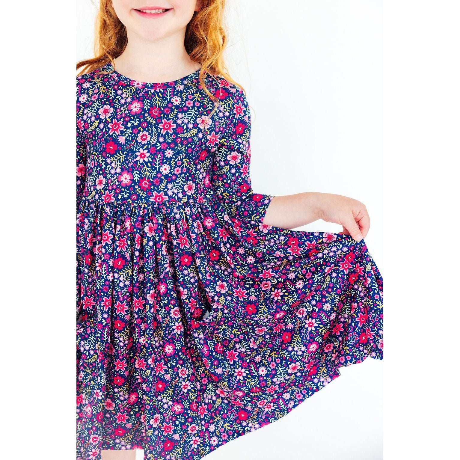 Flower Farm 3/4 Sleeve Pocket Twirl Dress