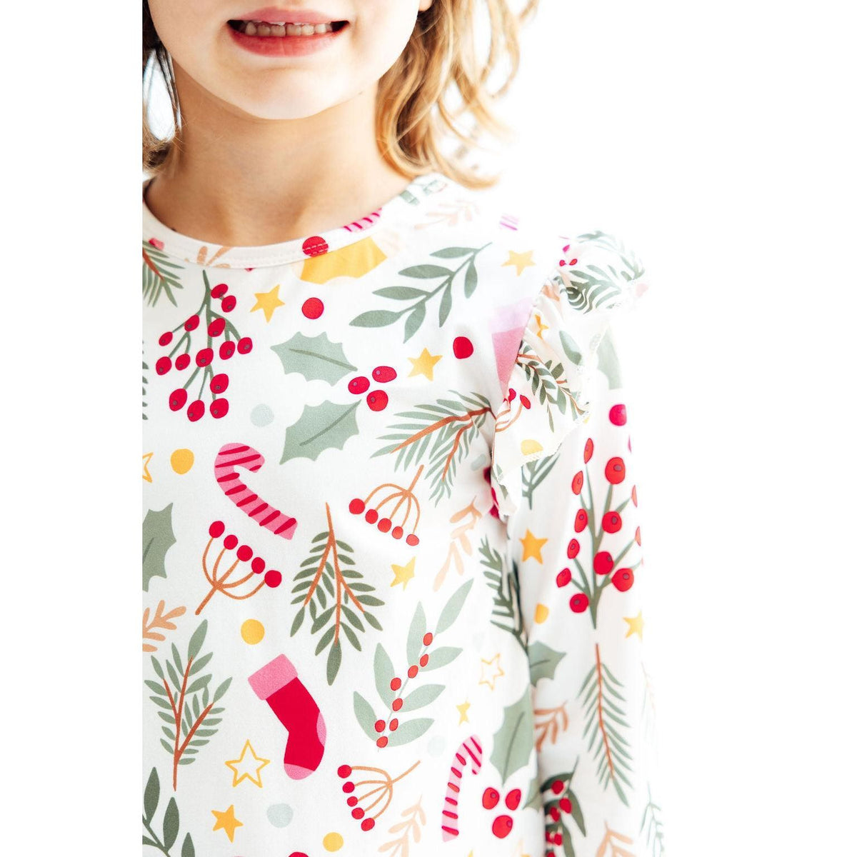Holly Jolly Christmas L/S Ruffle Tee