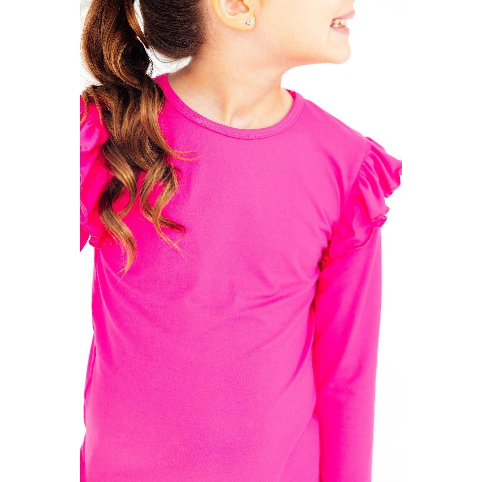 Hot Pink L/S Ruffle Tee