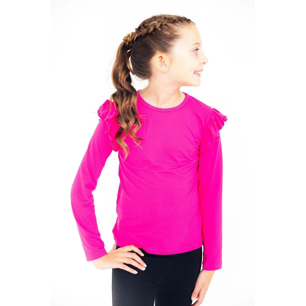 Hot Pink L/S Ruffle Tee