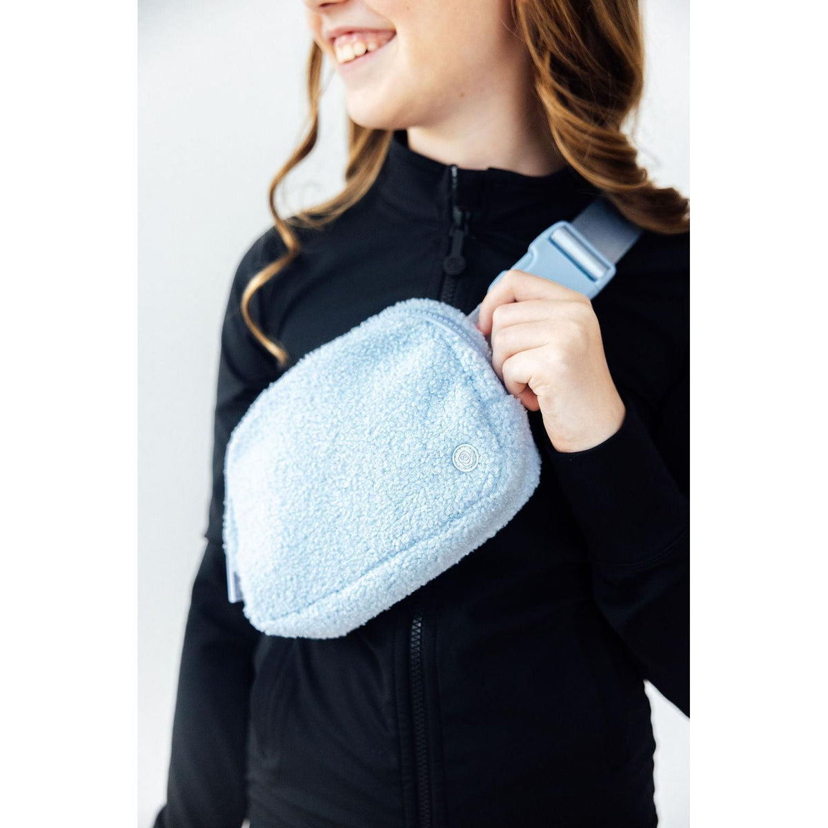 Light Blue Fleece Belt Bag