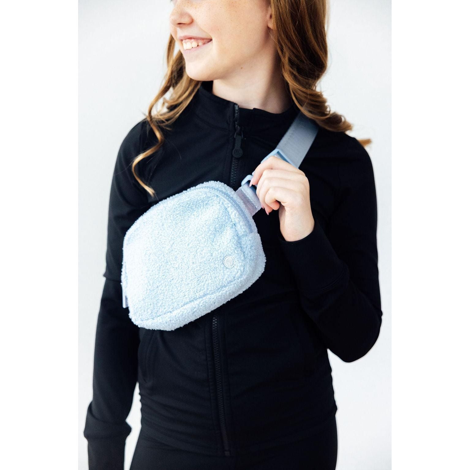 Light Blue Fleece Belt Bag