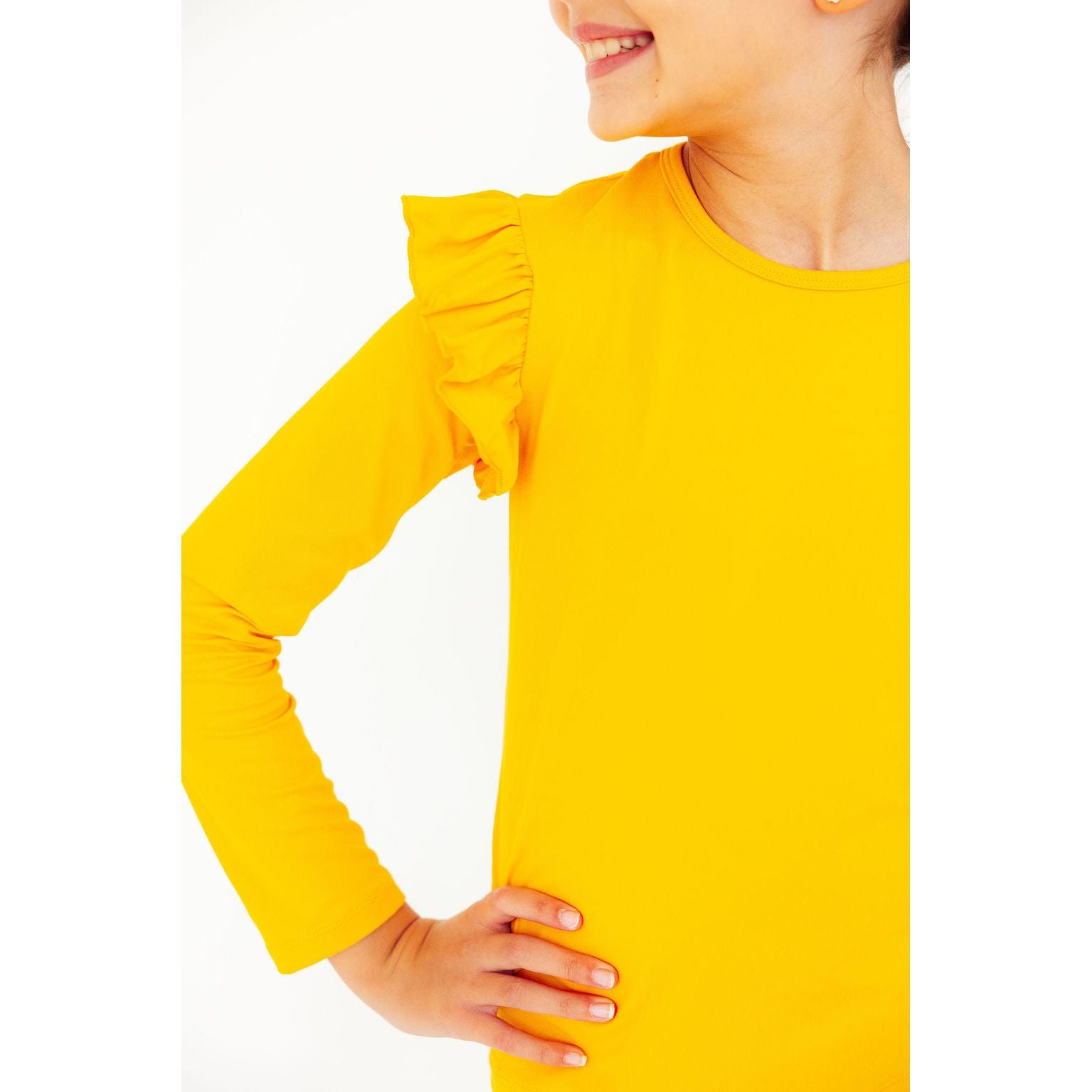 Mustard L/S Ruffle Tee