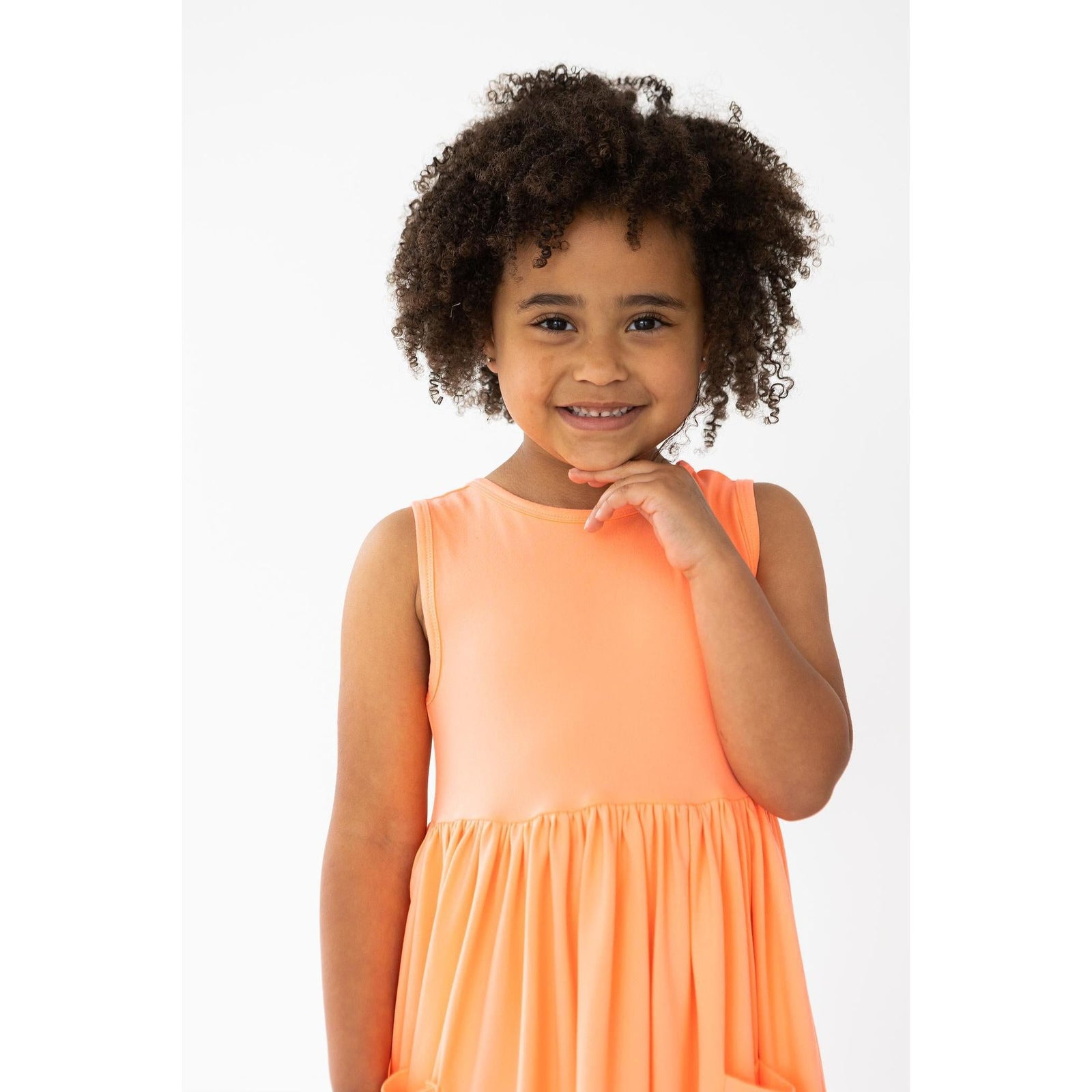 Neon Coral Tank Pocket Twirl Dress