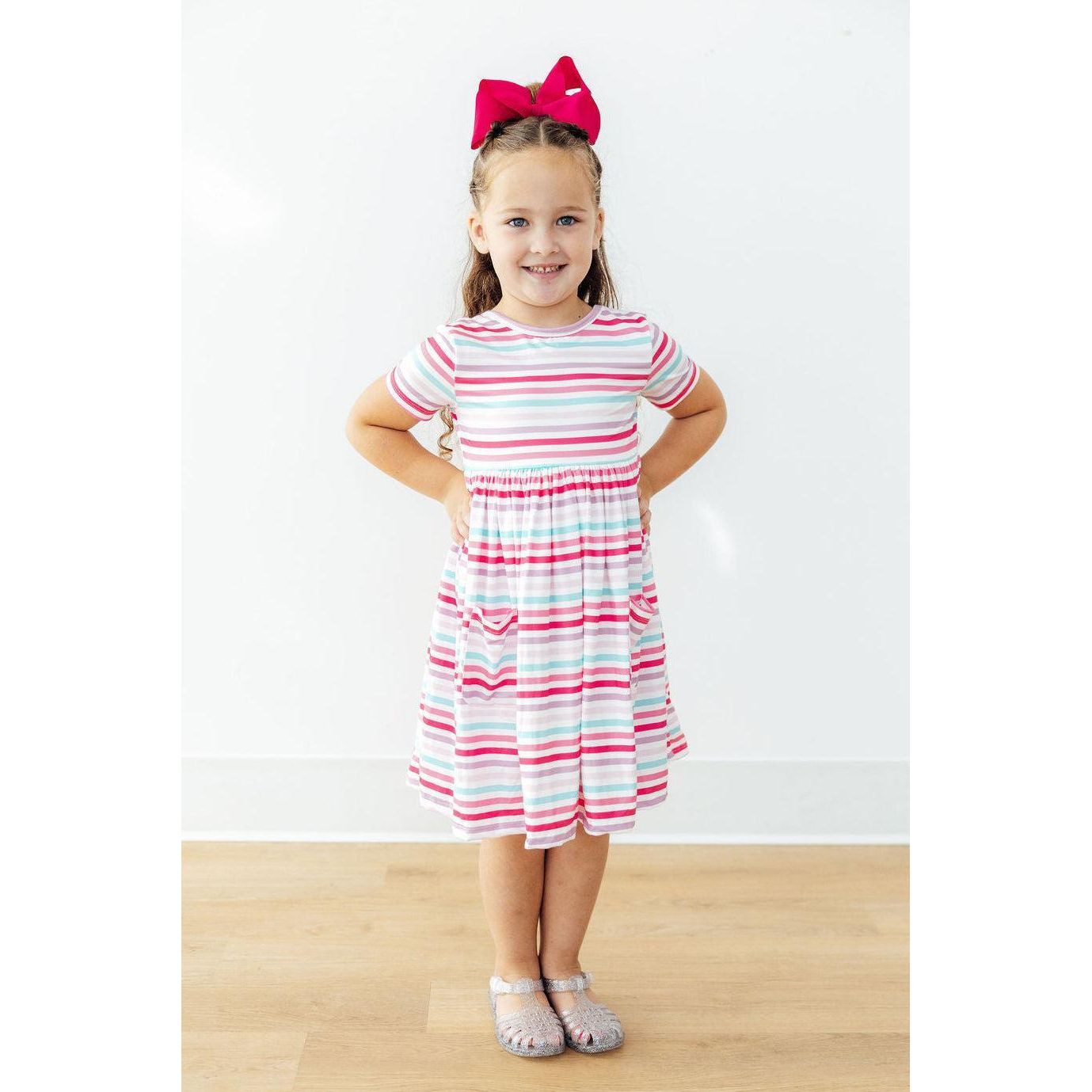 Pastel Stripes S/S Pocket Twirl Dress