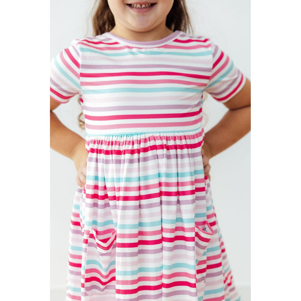 Pastel Stripes S/S Pocket Twirl Dress