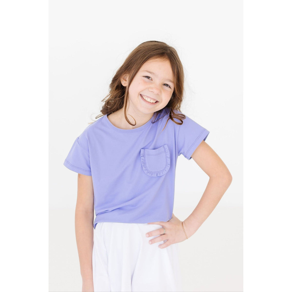 Periwinkle Ruffle Pocket Tee